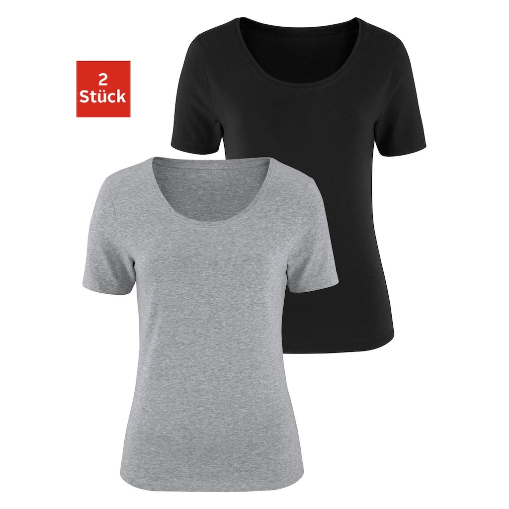 Vivance Kurzarmshirt, (2er-Pack)