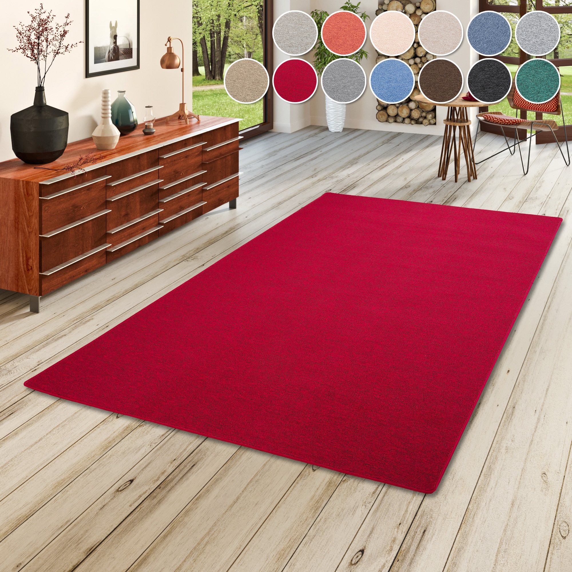 OTTO home Teppich "Fortis, Schlinge, Made in Netherlands" rechteckig 5 mm Höhe Uni Farben, gekettelt, auch als Läufer, strapazierfähig, Wohnzimmer