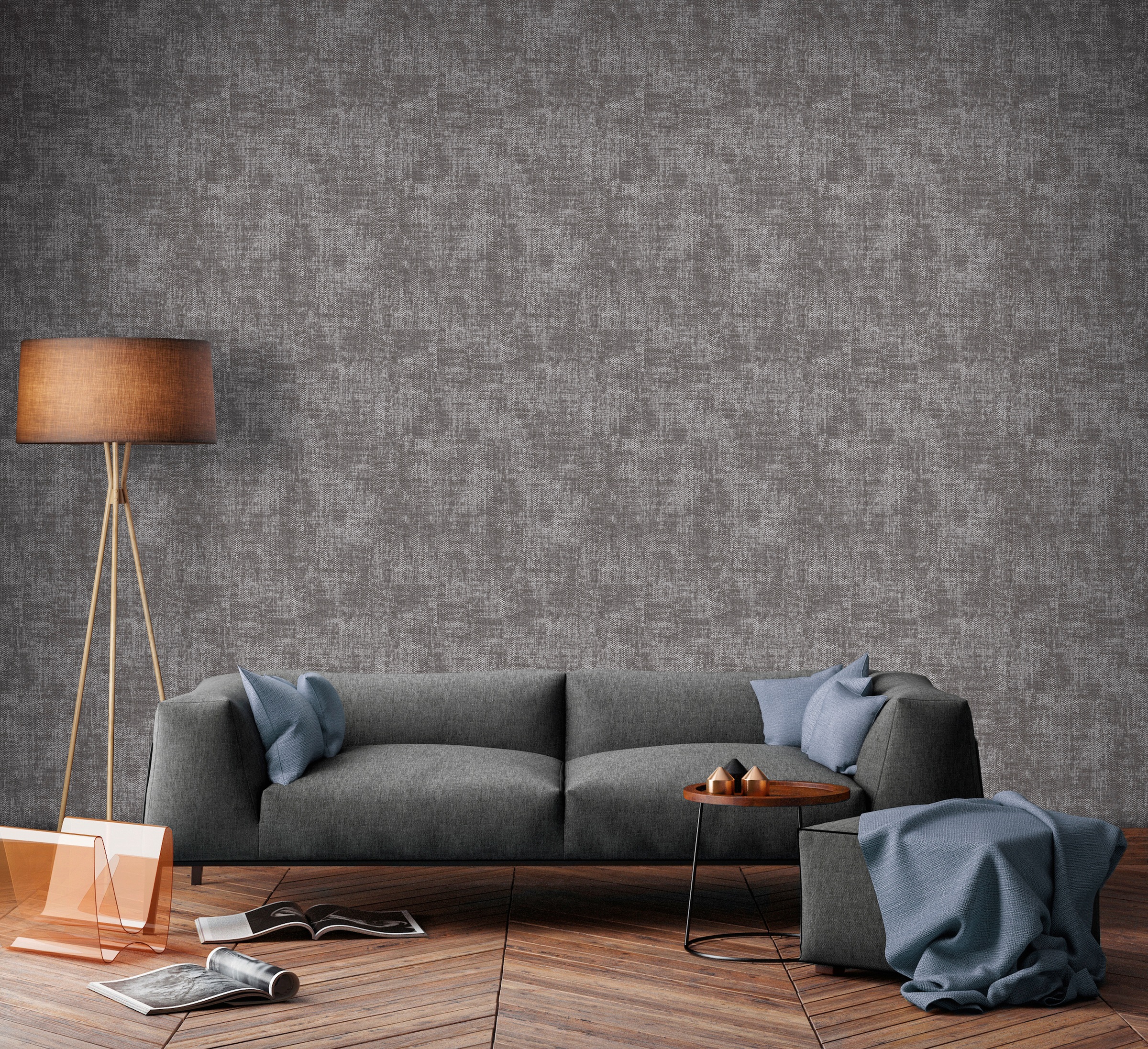 Superfresco Easy Vliestapete »Fabric Zara« aufgeschäumt Anthracite - 10mx52cm