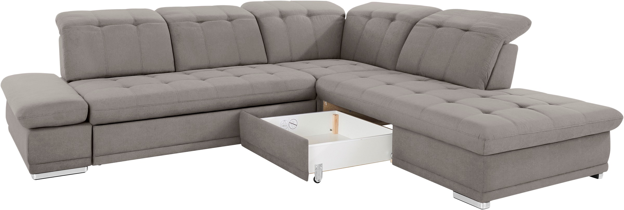 COTTA Ecksofa »Holiday L-Form mit Sitztiefen-, Armteil- und Kopfteilverstellung«, wahlweise mit Bettfunktion & Bettkasten