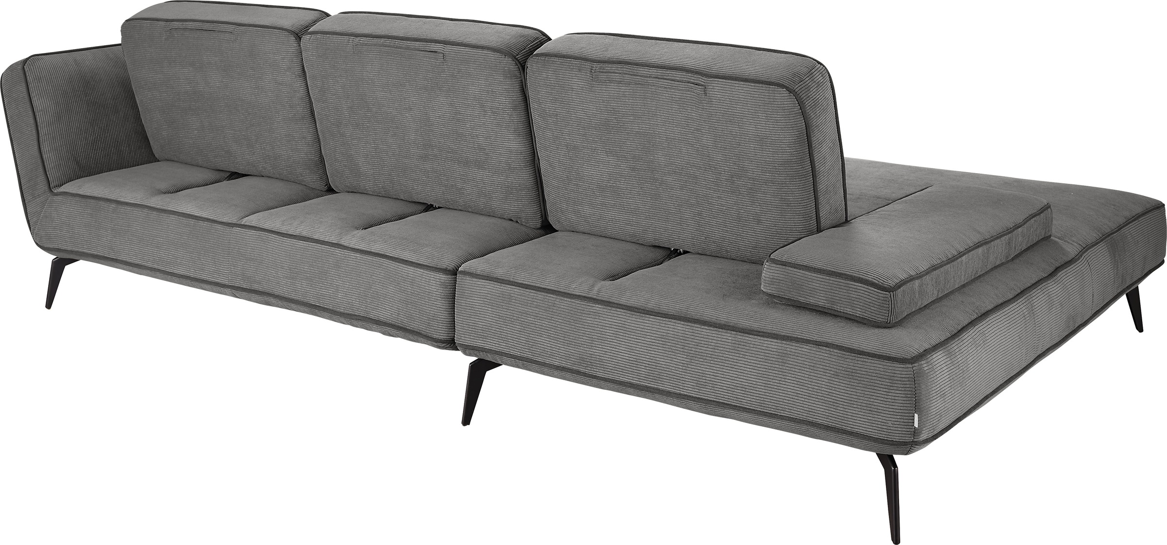 set one by Musterring Ecksofa »SO 4500, Füße schwarz matt, inkl Schwenkrückenfunktion, Cord, L-Form«, wahlweise mit Kopfstütze/Armteilverstellung/Rückenneigung