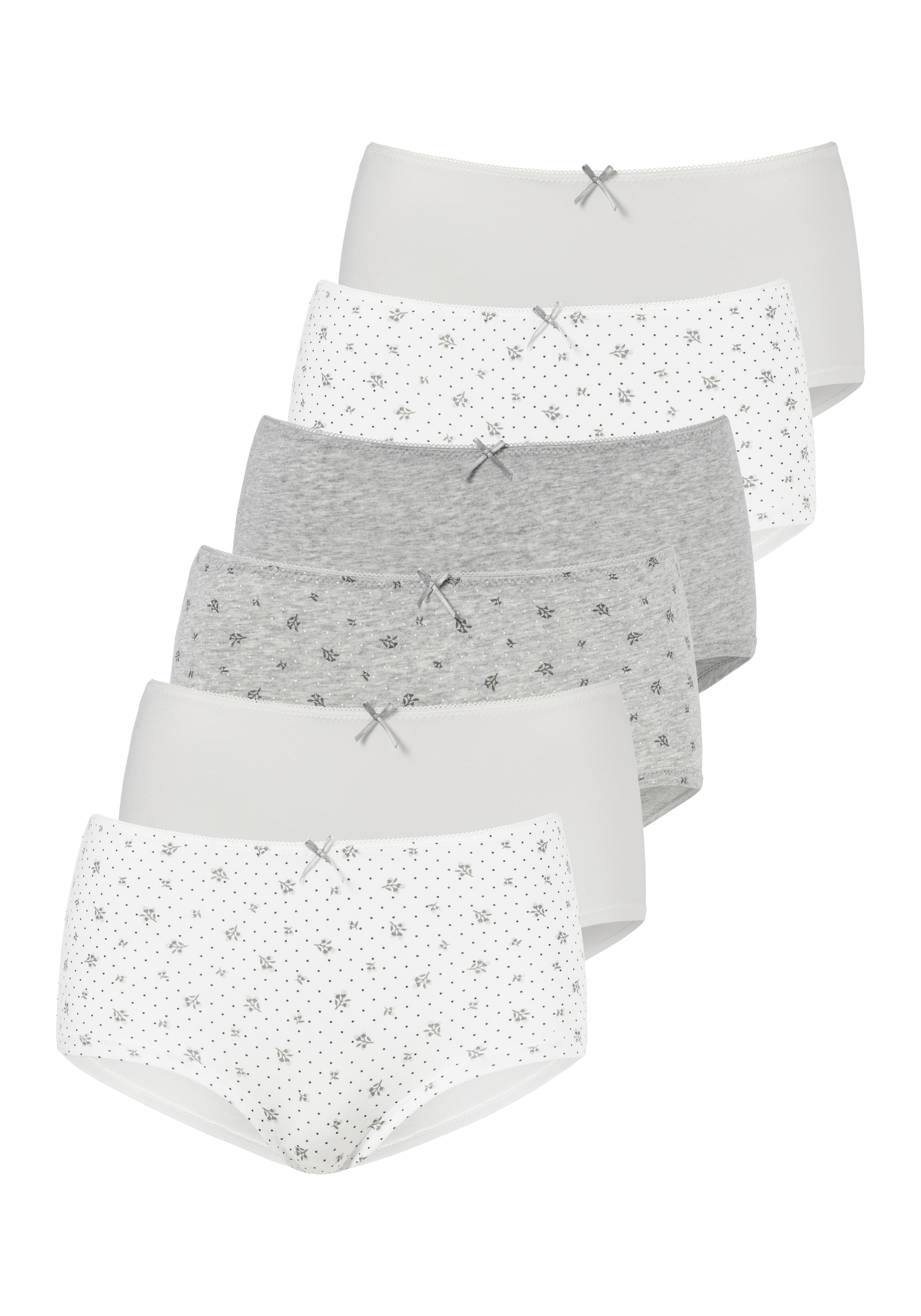 PETITE FLEUR Damen Hipster, Gr. 40, grau, Single Jersey, Obermaterial: 95% Baumwolle, 5% Elasthan, gemustert, unifarben, Unterhosen, aus elastischer