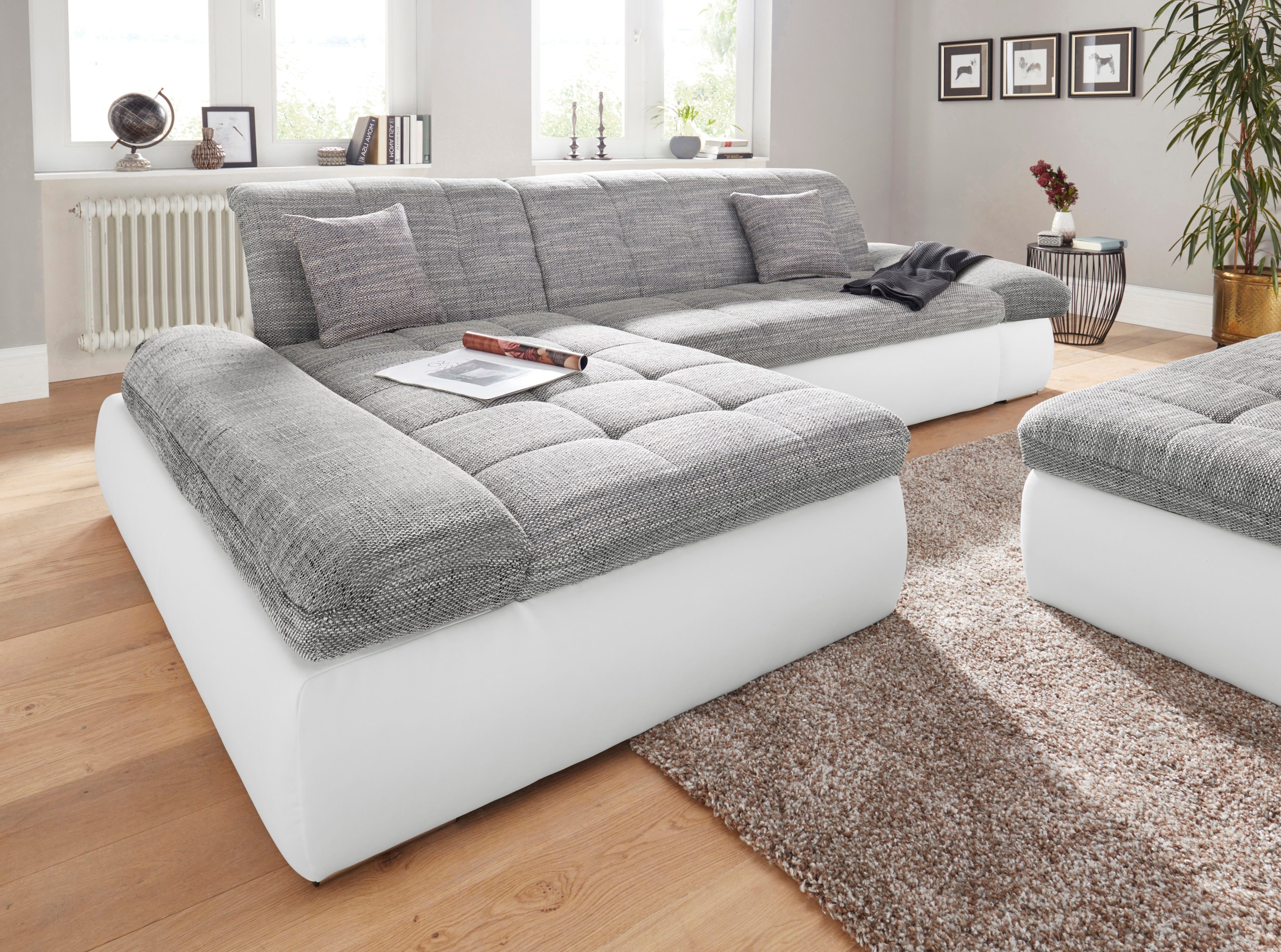 DOMO collection Ecksofa "MORIC Massiv - Belastbar bis 140 kgxSitz, 300x172 cm, XXL-Format" L-Form, 140kg Belastung/Sitz, Kunstleder SOFTLUX und Struktur