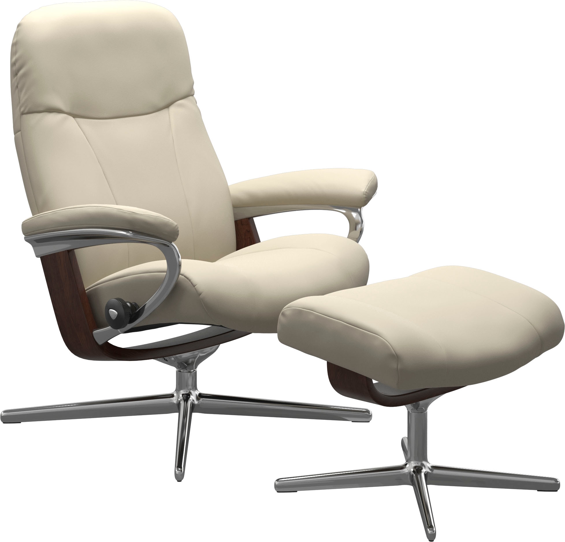 Stressless Relaxsessel "Garda", (Set, Relaxsessel mit Hocker), mit Hocker, mit Cross Base, Größe M & L, Holzakzent Braun