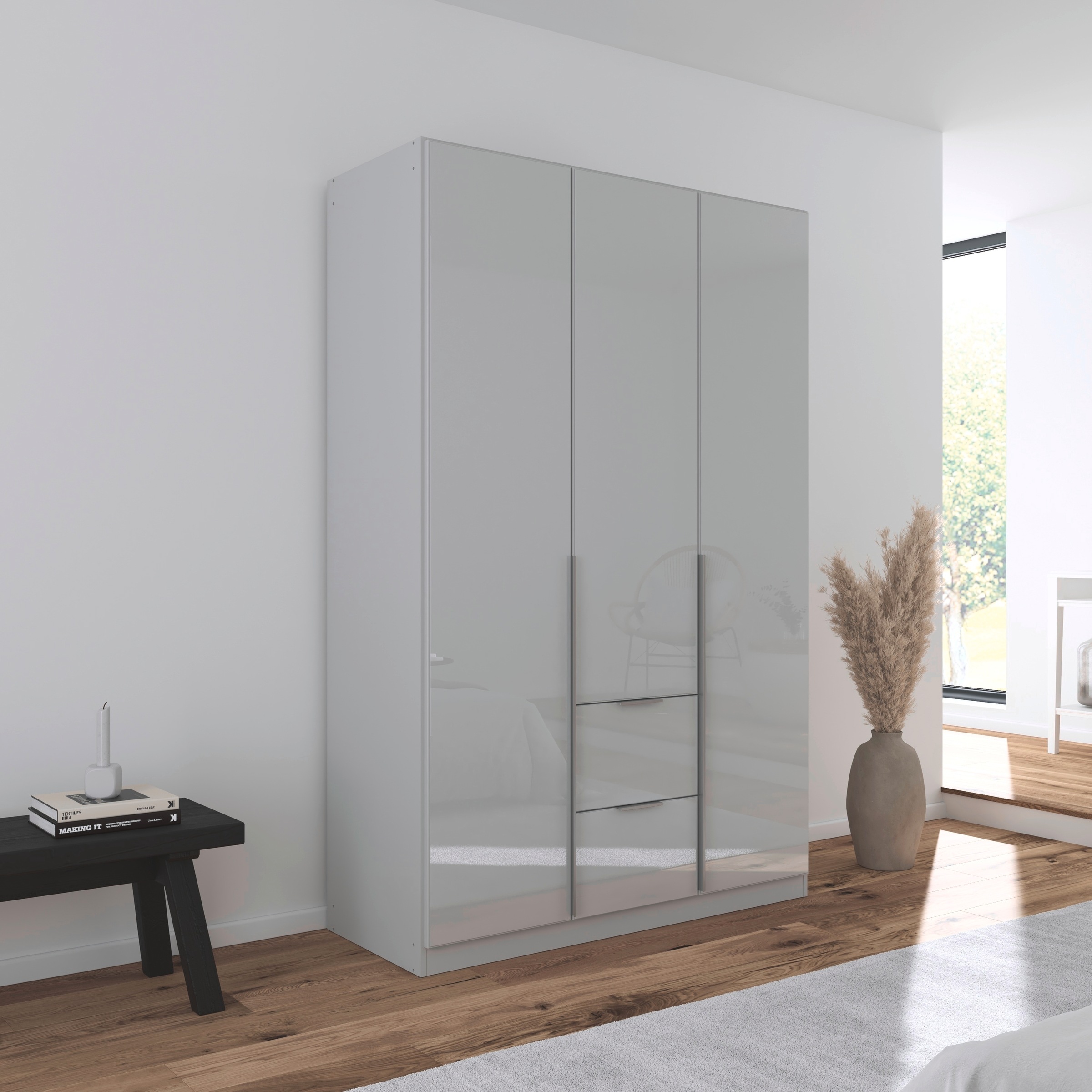 rauch Drehtürenschrank »Kleiderschrank Kleiderschränke Schrank Garderobe AGORDO mit Glasfront«, mit Außenschubkästen, in 6 Breiten und 2 Höhen MADE IN GERMANY