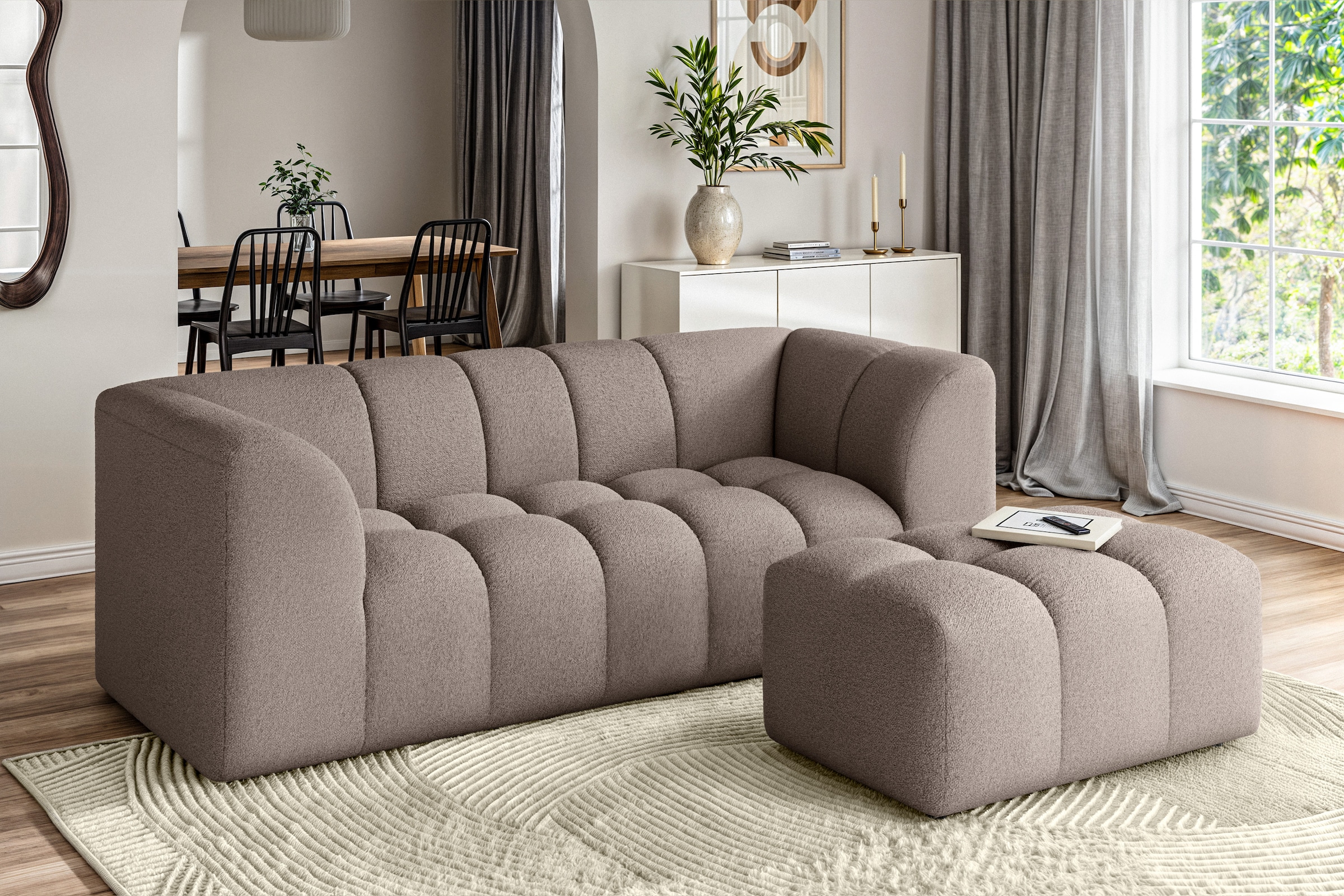 OTTO home 3-Sitzer "TUURE Verlässliche Qualität, moderne Steppung, Breite 227cm" Bubble Optik, hoher Sitzkomfort, Wellenunterfederung