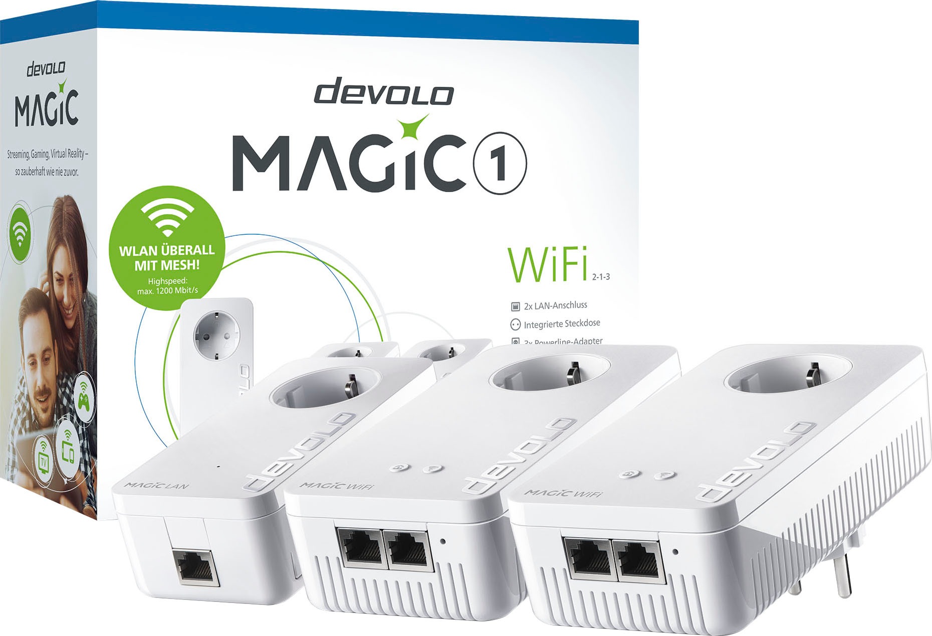 DEVOLO WLAN-Router »Magic 1 WiFi ac Multiroom Kit (1200Mbit, 5x LAN, Mesh)«