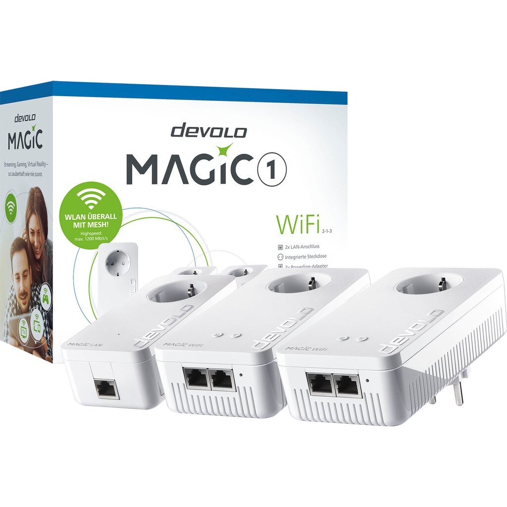 DEVOLO WLAN-Router »Magic 1 WiFi ac Multiroom Kit (1200Mbit, 5x LAN, Mesh)«