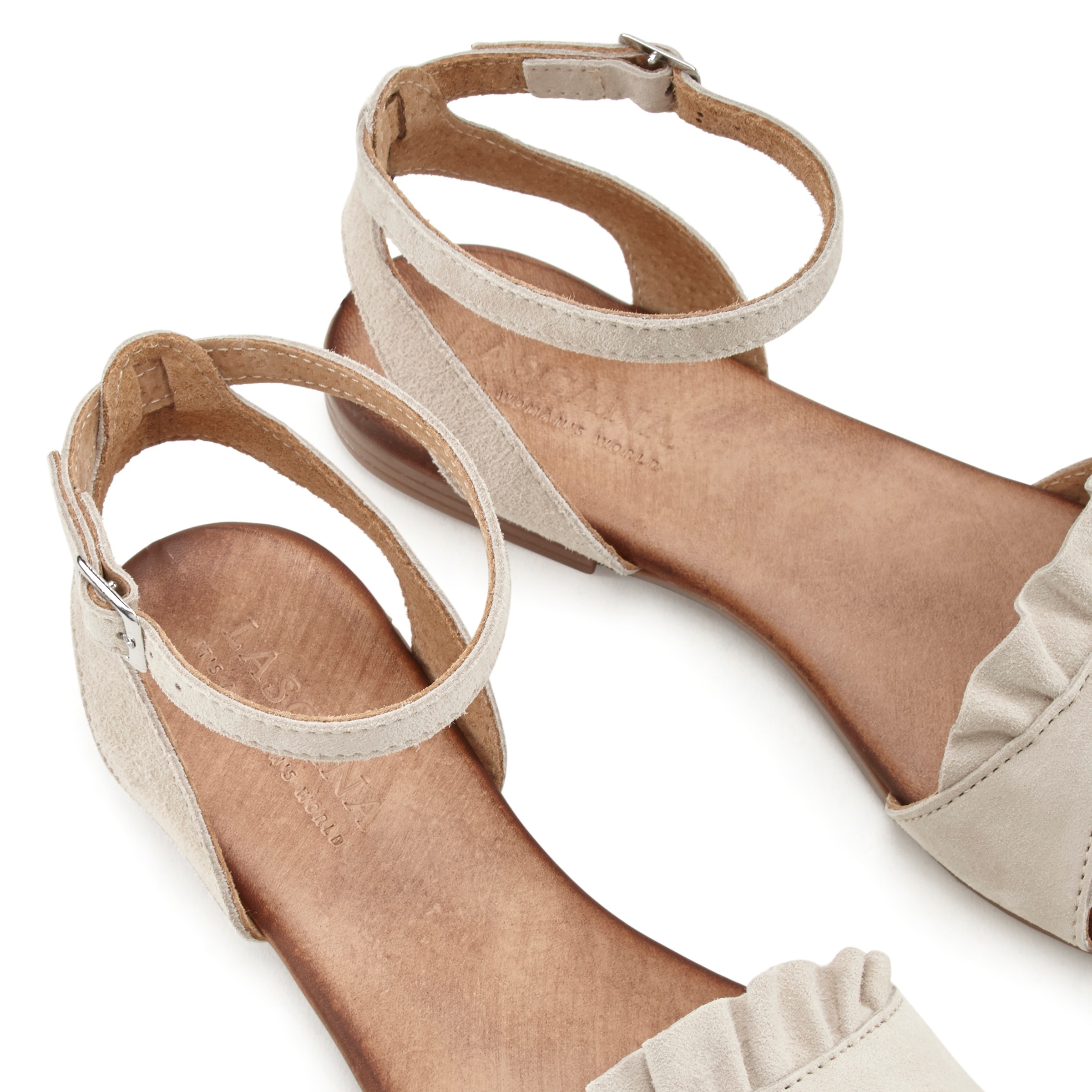 Sandale LASCANA "Sommerschuh", Damen, Gr. 40, beige, Obermaterial: 100% Ziegenleder. Decksohle: 100% Rindsleder. Futter: 100% Schweinsleder. Laufsohle: 100% Synthetik, unifarben, Schuhe Sandale, Sandalette, Sommerschuh aus hochwertigem Leder mit kleinen R 3
