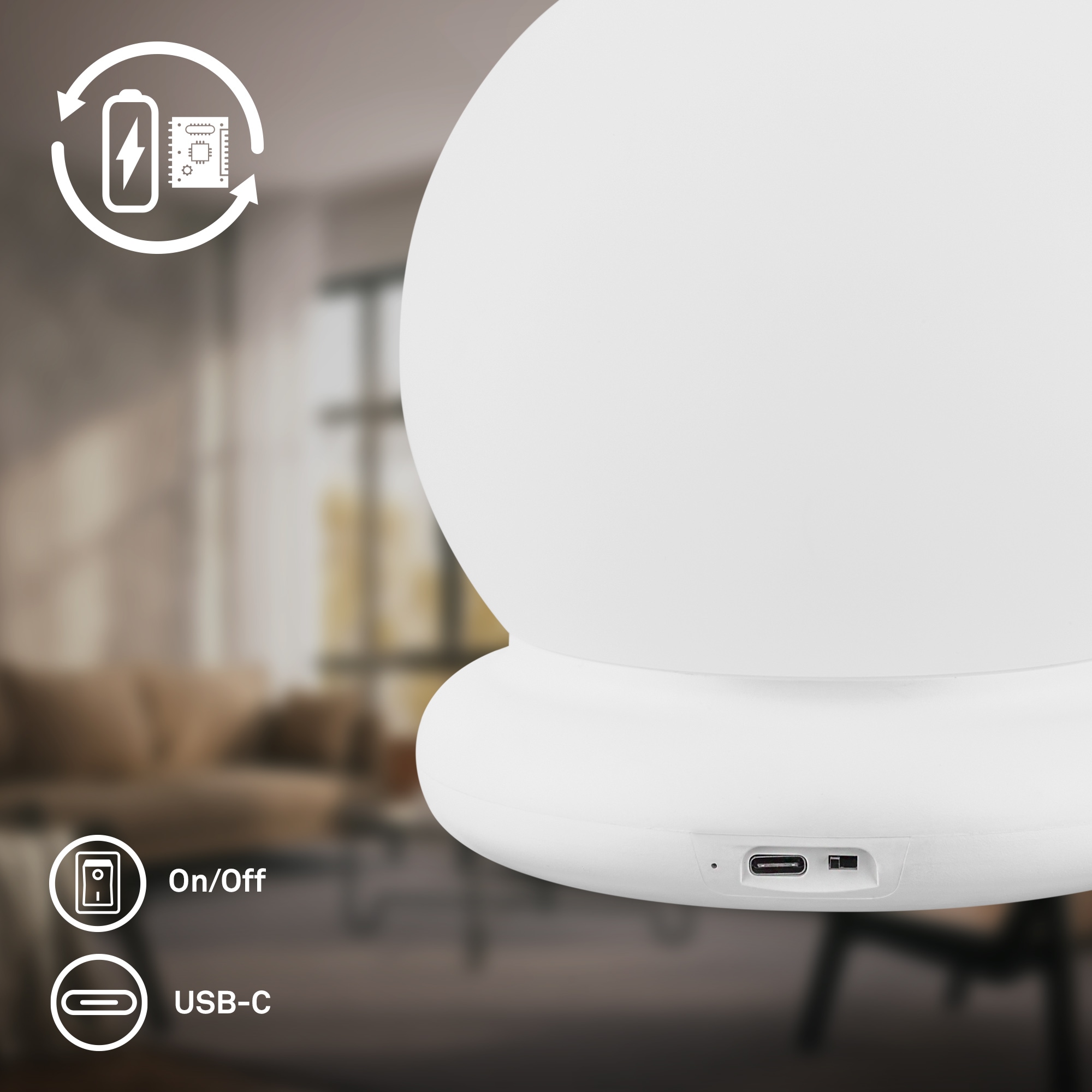 Briloner Leuchten LED Tischleuchte »LUSTRO« LED-Modul 1 Stk. Warmweiß 15x16,5 cm, Akku tauschbar, Wohnzimmer, Flur, Schlafzimmer