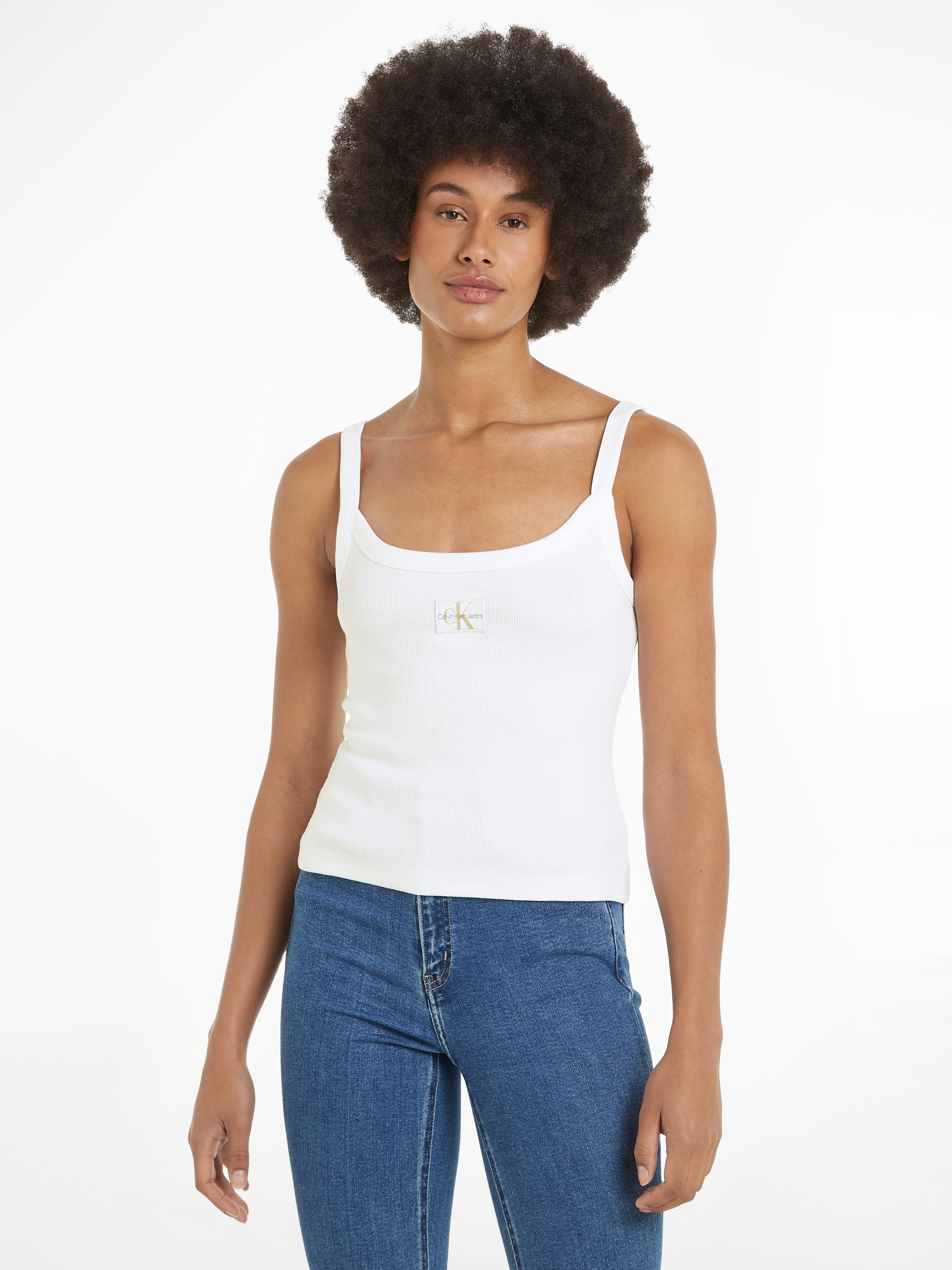 Calvin Klein Jeans Spaghettitop »WOVEN LABEL RIB TANK«, mit Logopatch