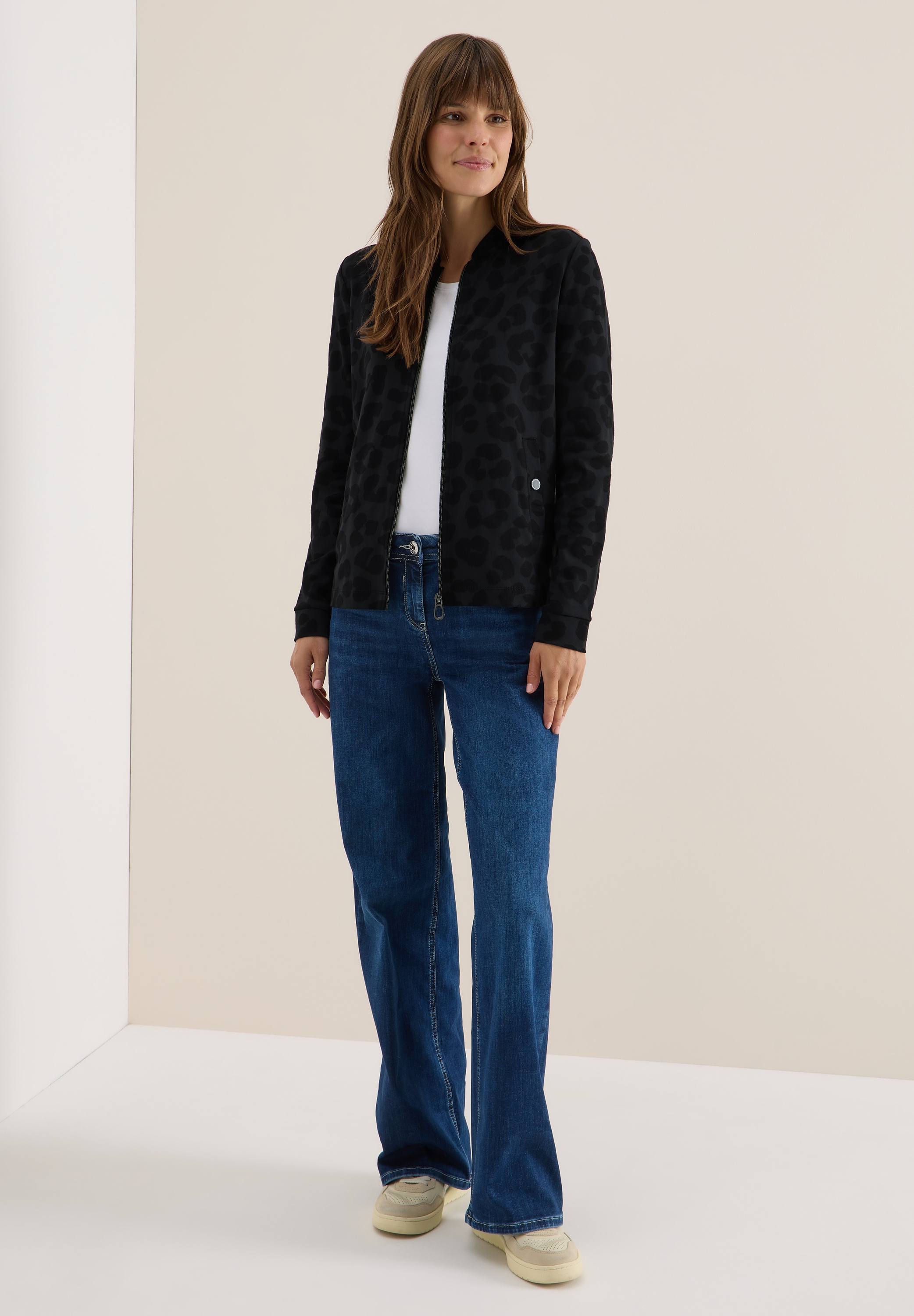 Cecil Jacquardstrickjacke, mit Leomuster
