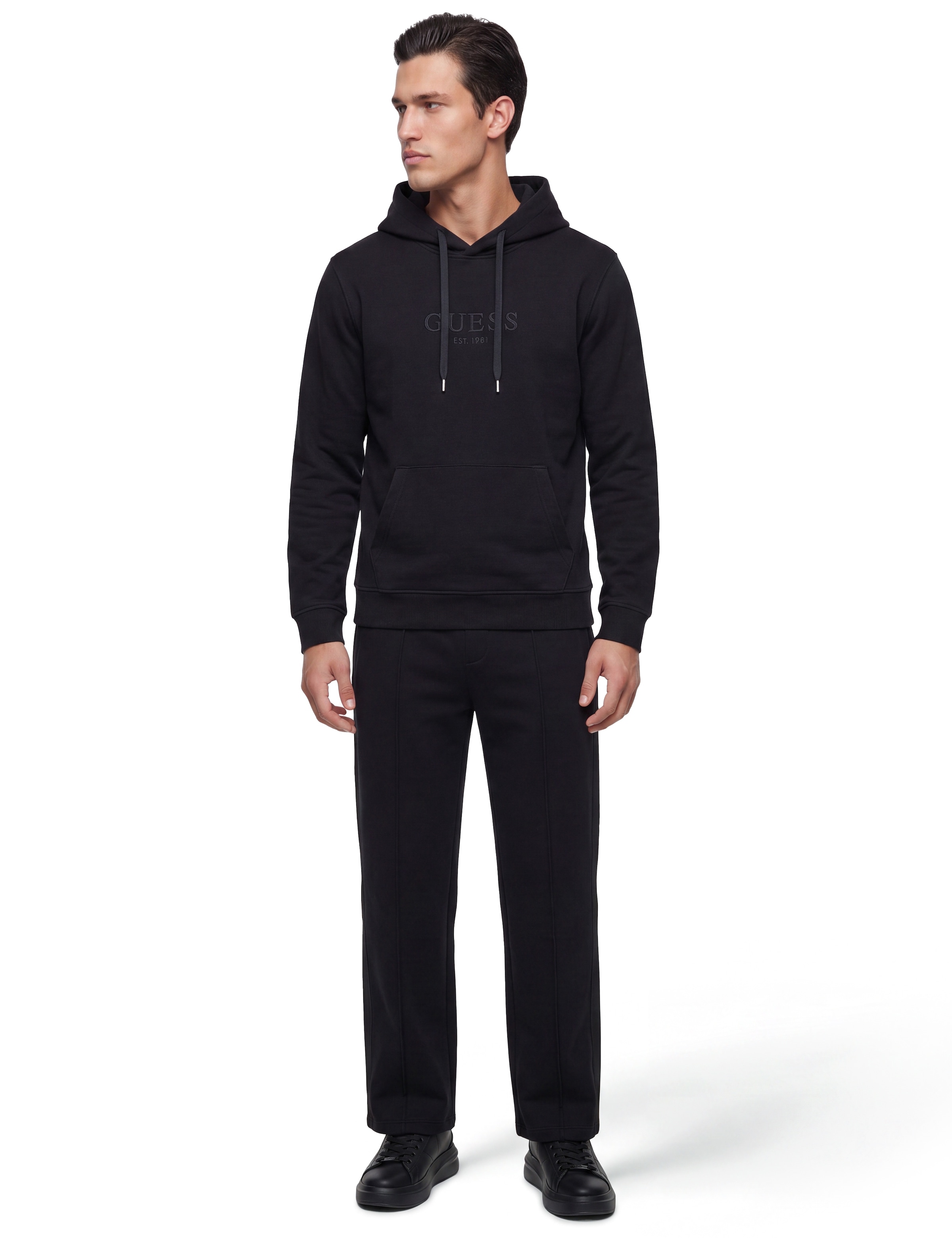 Guess Kapuzensweatshirt , Regular Fit, Kapuze mit Kordelzug, Kängurutasche
