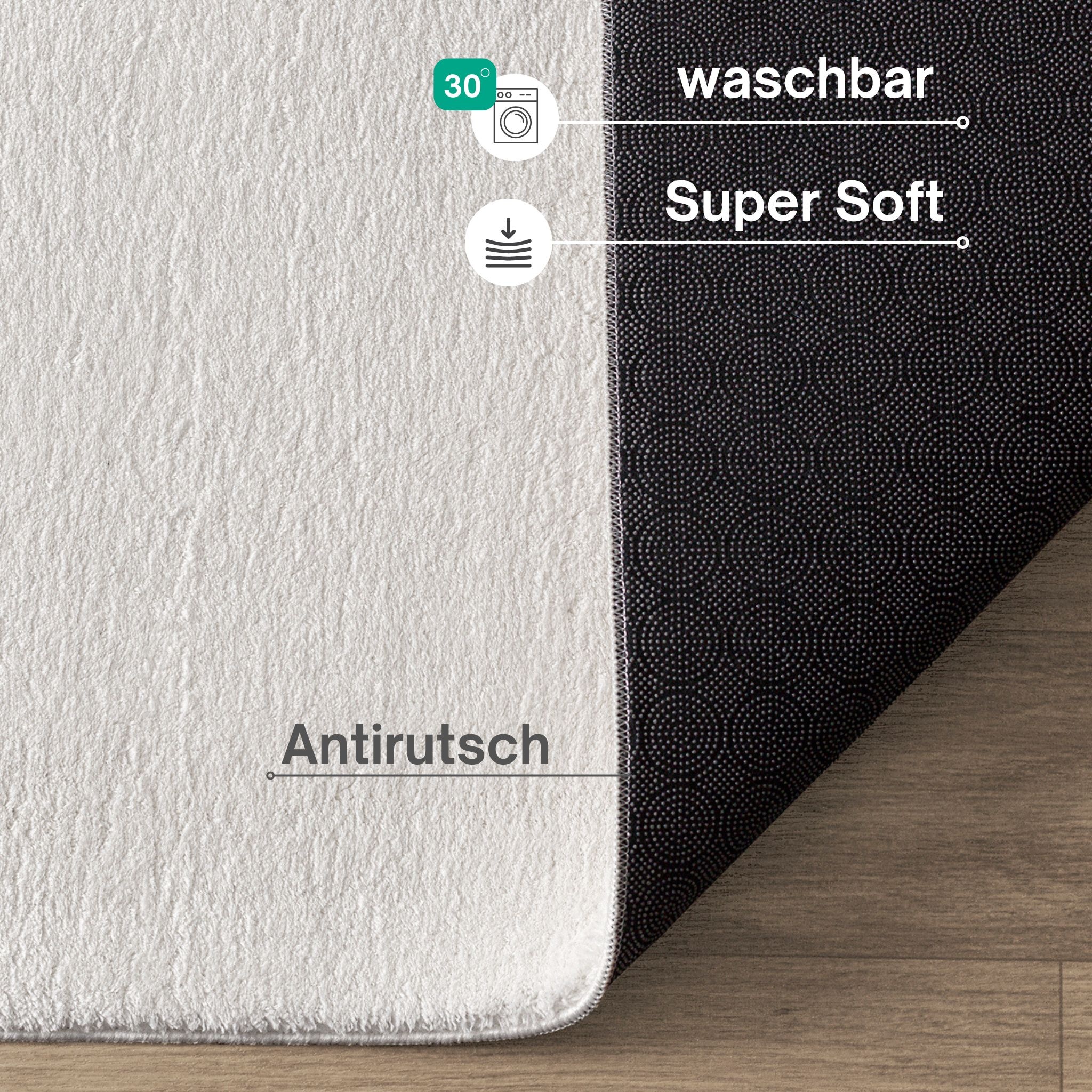 the carpet Teppich »kuschelig & Super Soft, Anti-Rutsch Unterseite,« rechteckig 16 mm Höhe Waschbar bis 30 Grad, Felloptik, Wohnzimmer Teppich, Kundenliebling