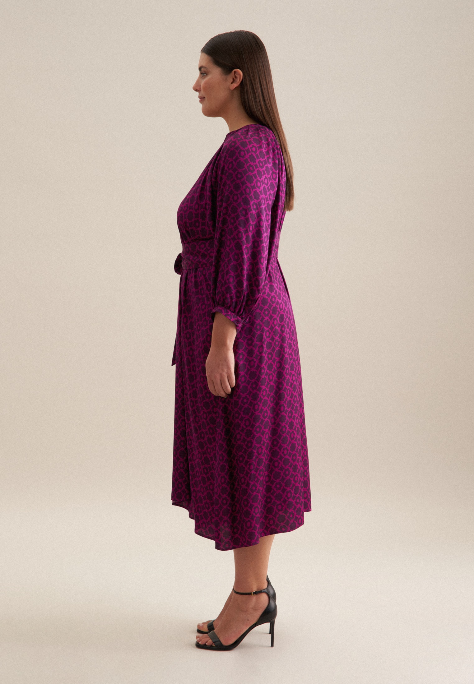 seidensticker Sommerkleid »Schwarze Rose«, 3/4-Arm Rundhals Druck