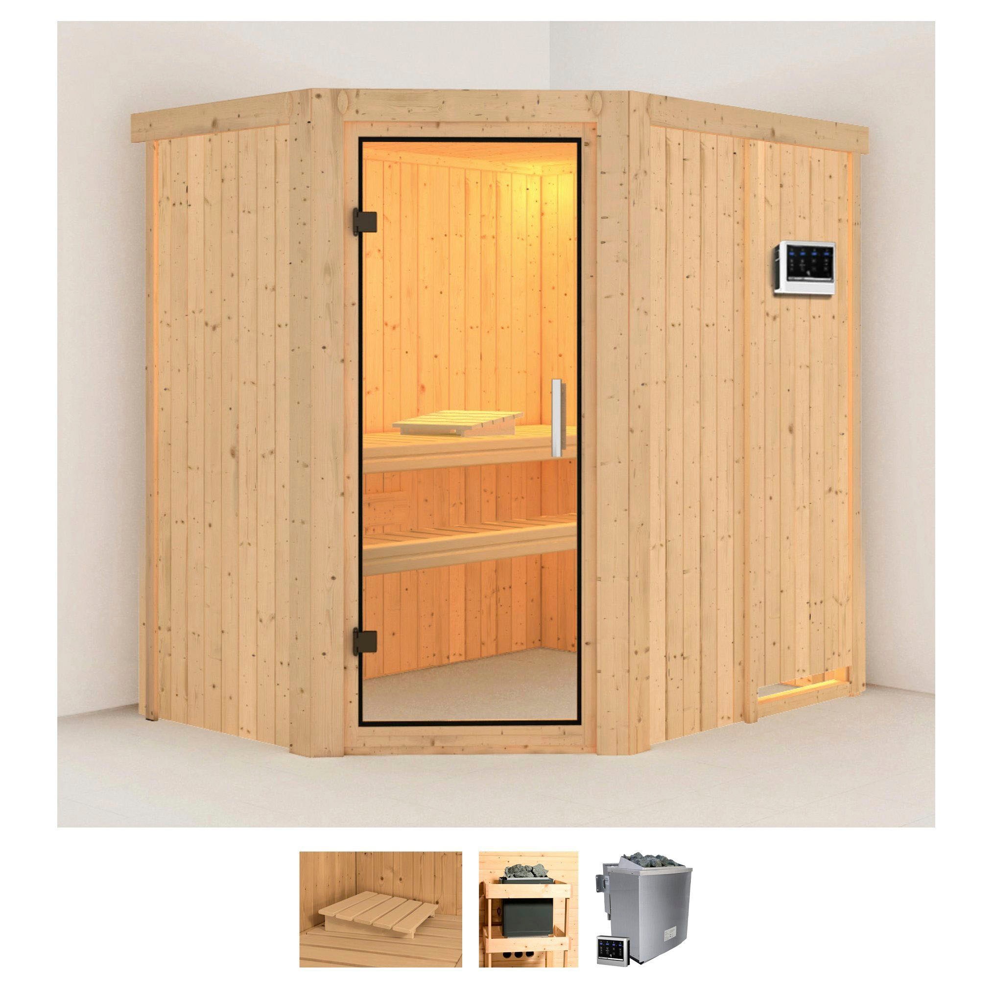 Karibu Sauna "Clara" Set, Ofen 9 kW Bio externe Strg easy