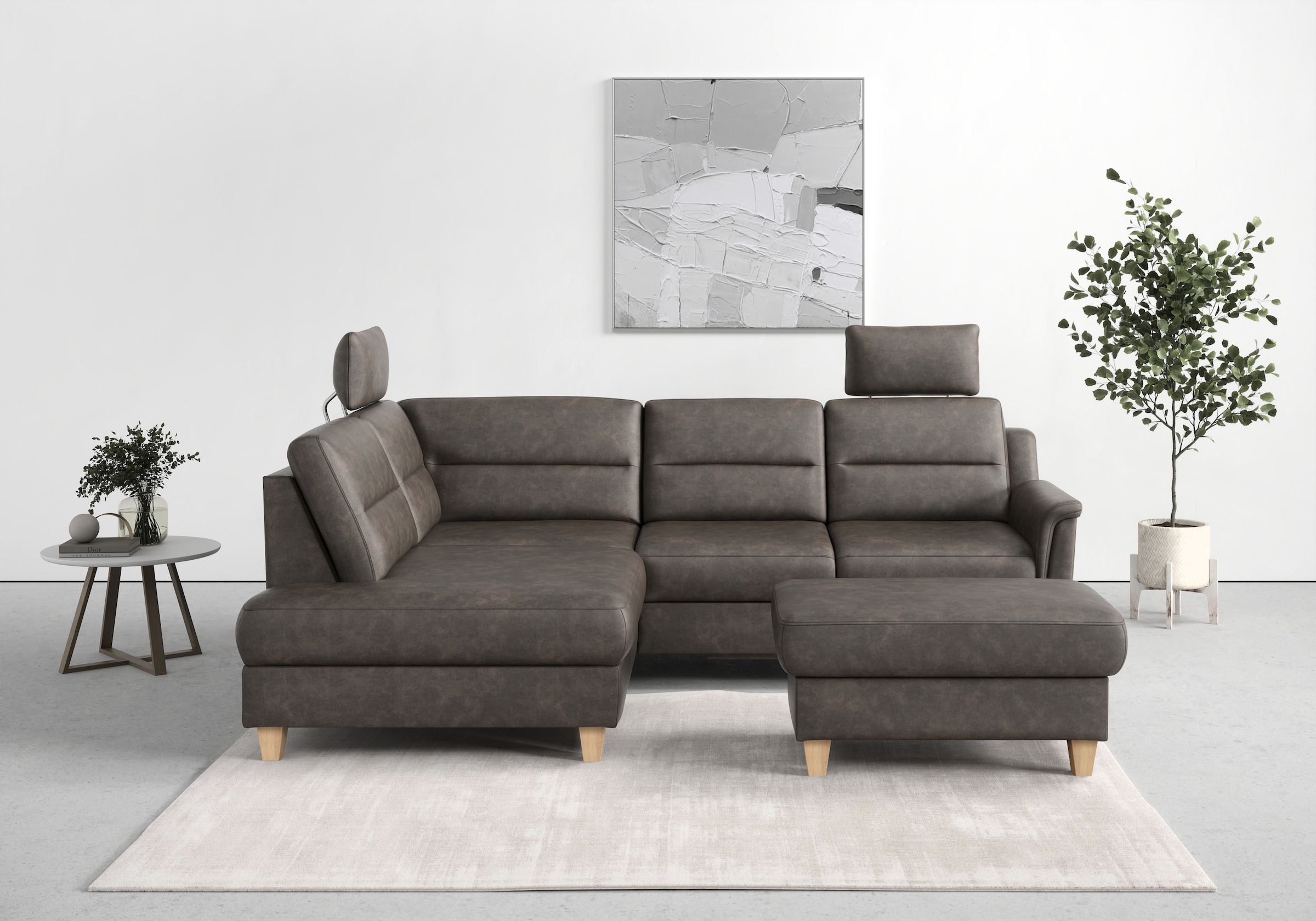 sit&more Ecksofa "Farö L-Form" inklusive Federkern, wahlweise mit Schlaffunktion und Bettkasten