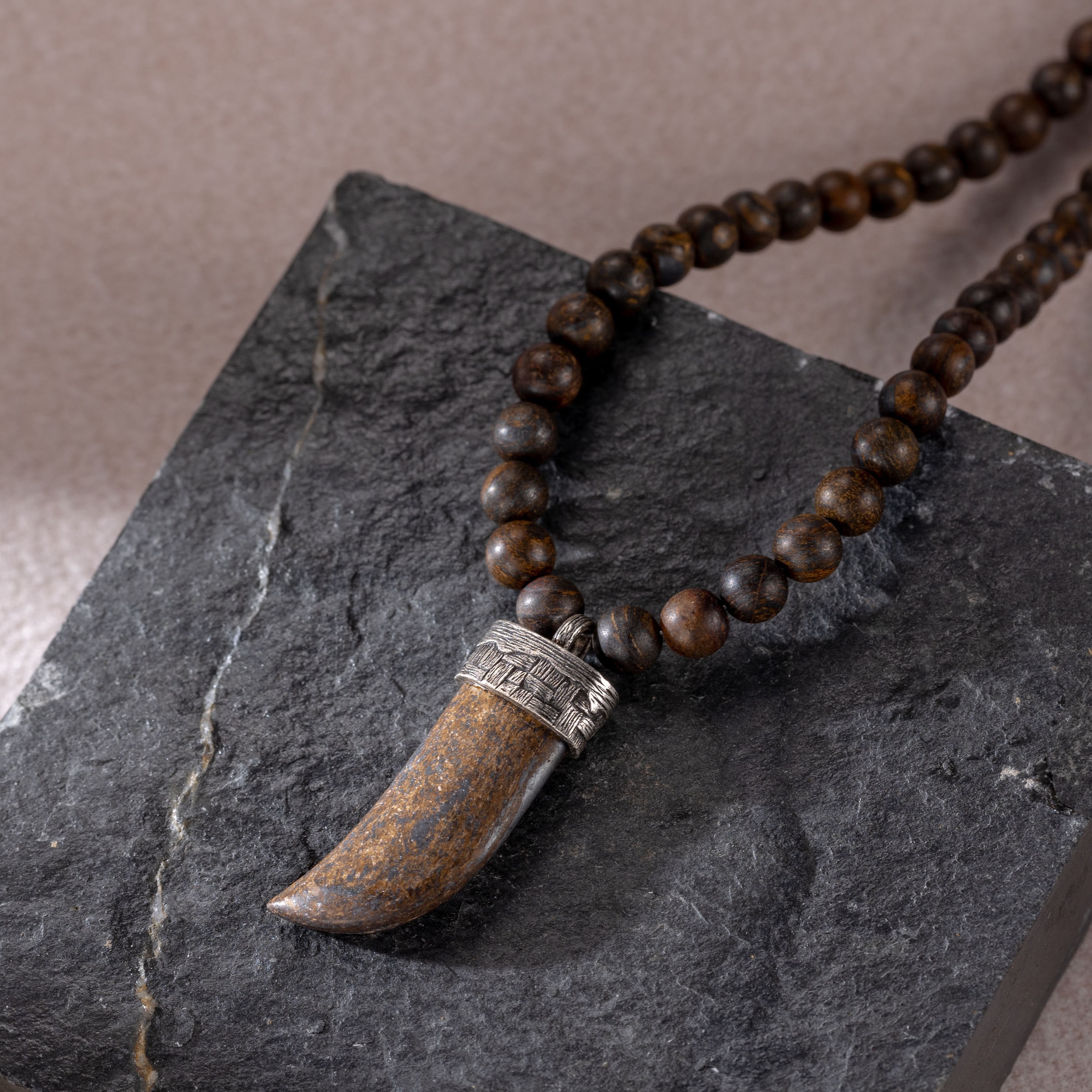 Kingka Kette mit Anhänger »Schmuck Geschenk Edelstahl Halsschmuck Halskette Zahn, OLN-026SBN«, mit Bronzit