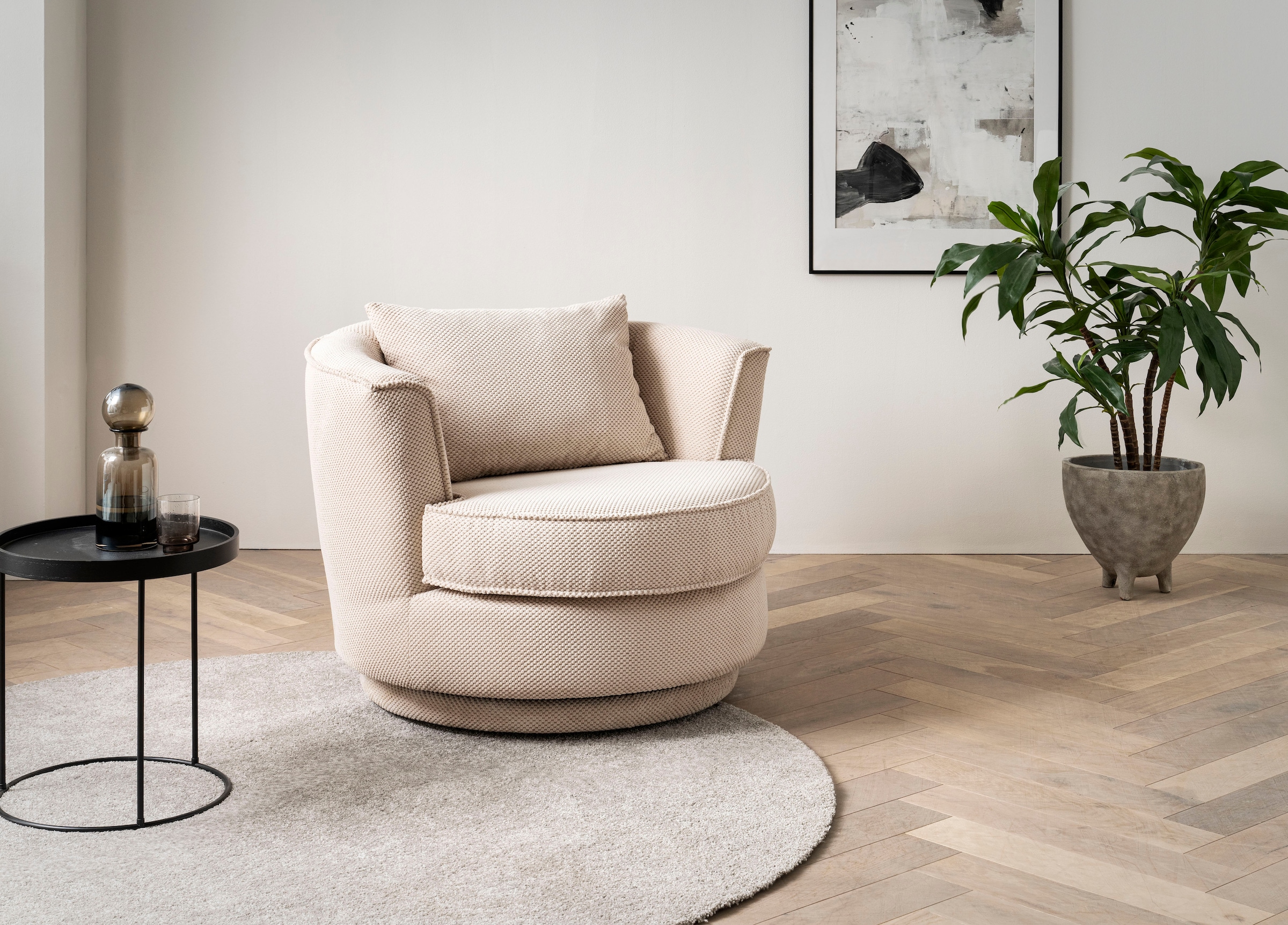 Home affaire Drehsessel "MAISIE Webvelours, Lese-Sessel, Love Seat," trendige Stoffe MEGA CORD und Web-Velours, 360 Grad drehbar