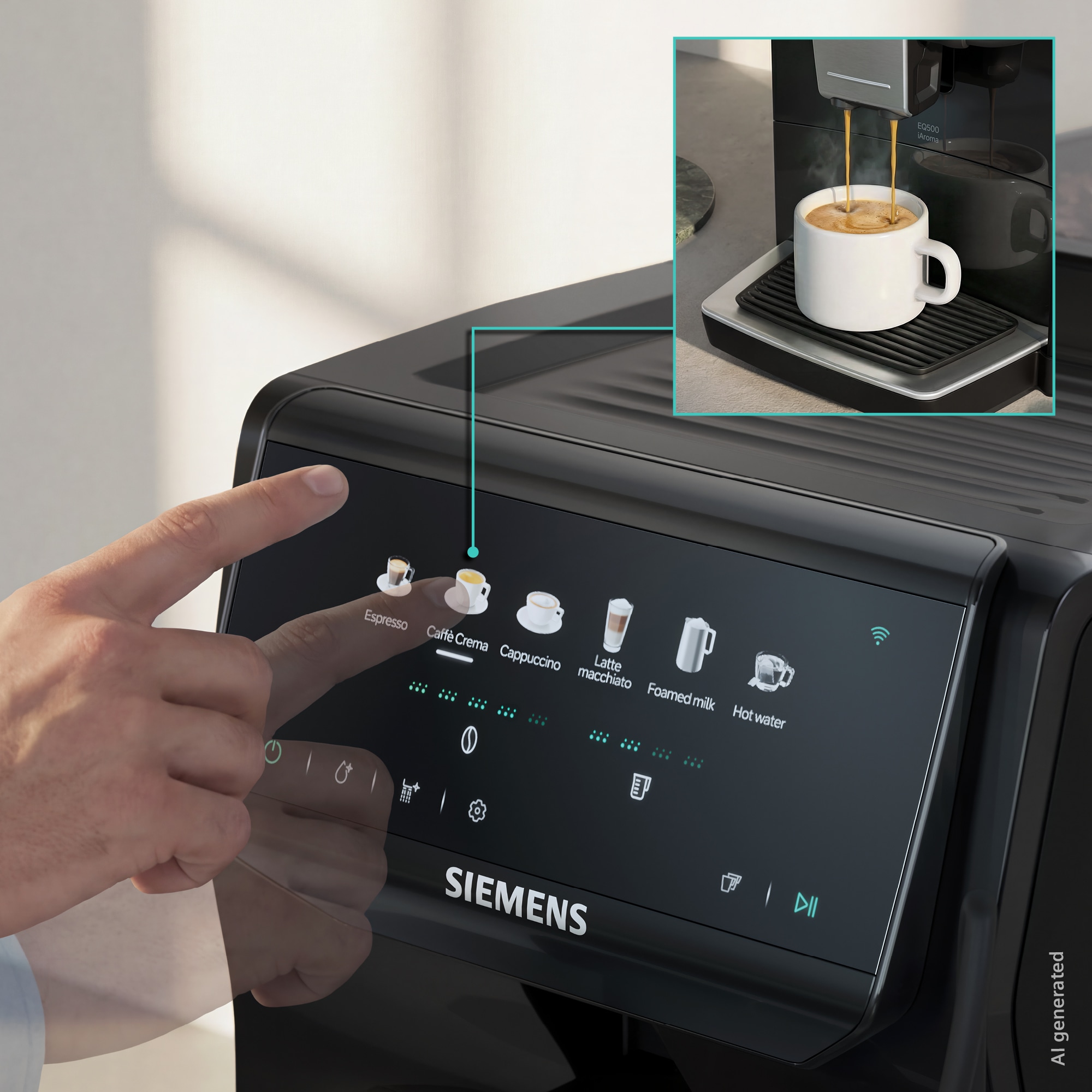 SIEMENS Kaffeevollautomat »EQ500 TP551E07, Doppeltassenfunktion, 6 Getränke, einfache Reinigung« mit Milchschlauch, Keramikmahlwerk, entnehmbare Brüheinheit, Schwarz