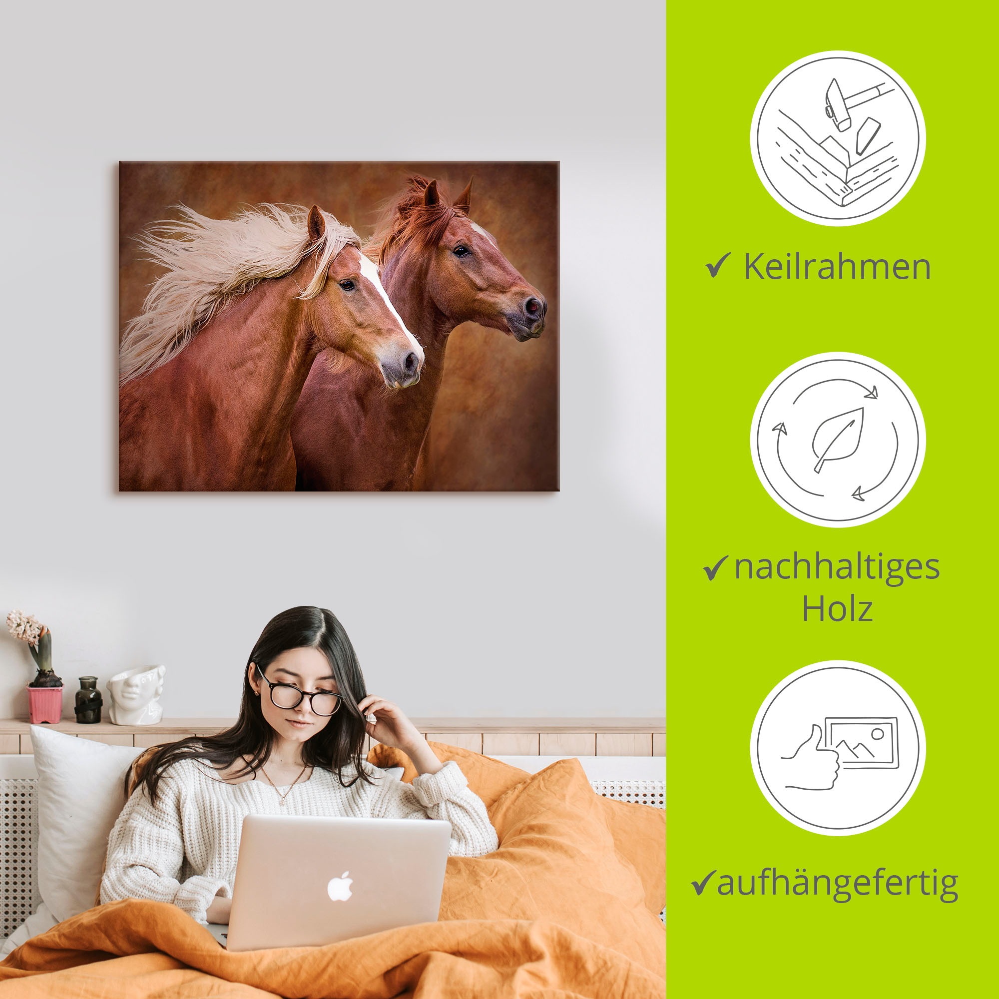 Artland Wandbild »Reinrassige Pferde I«, Haustiere, (1 St.), als Leinwandbild, Poster, Wandaufkleber in verschied. Größen
