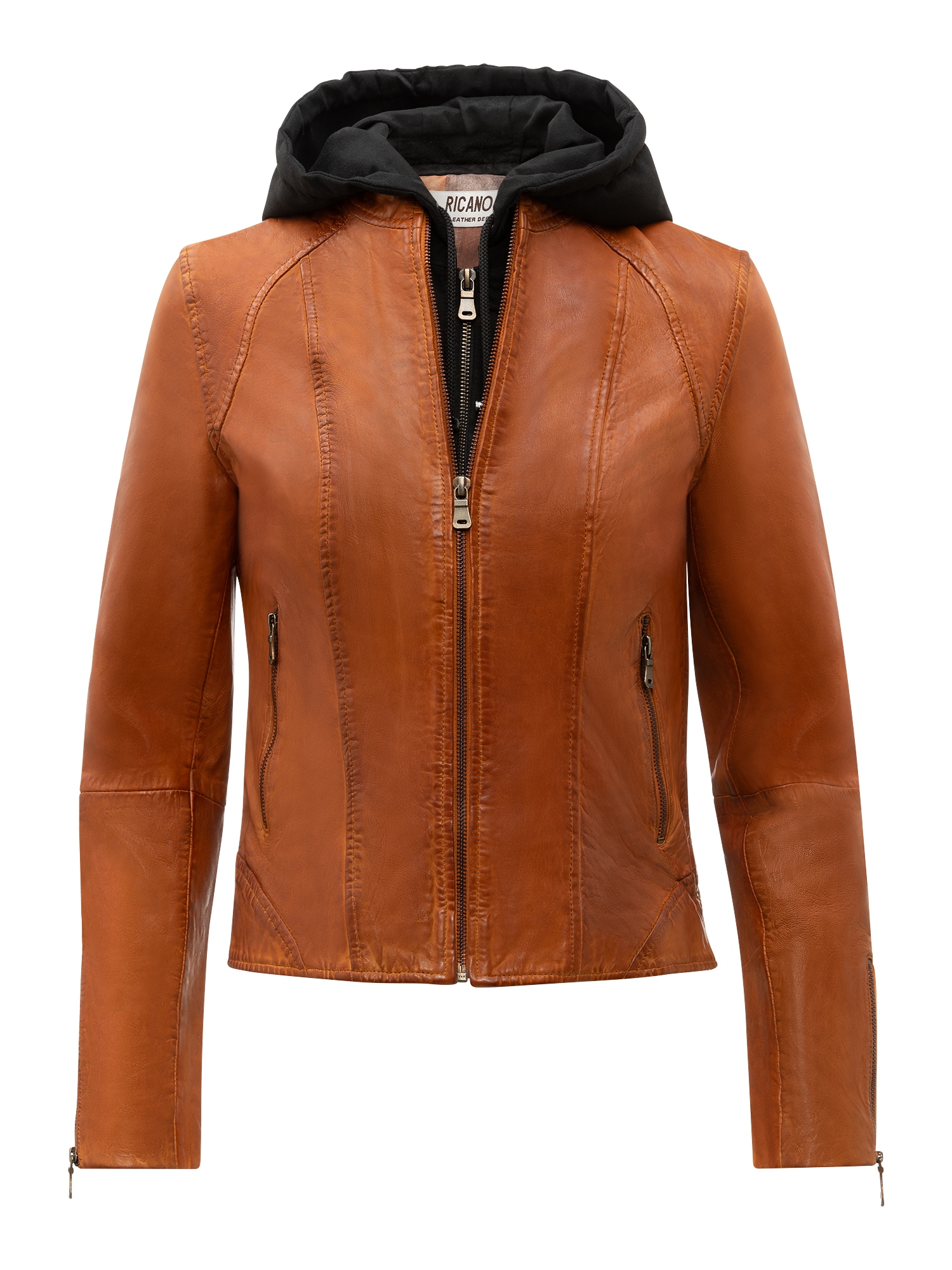 RICANO Lederjacke »Lederjacke Dalia« Abnehmbare Kapuze Handgefertigt aus echtem Leder