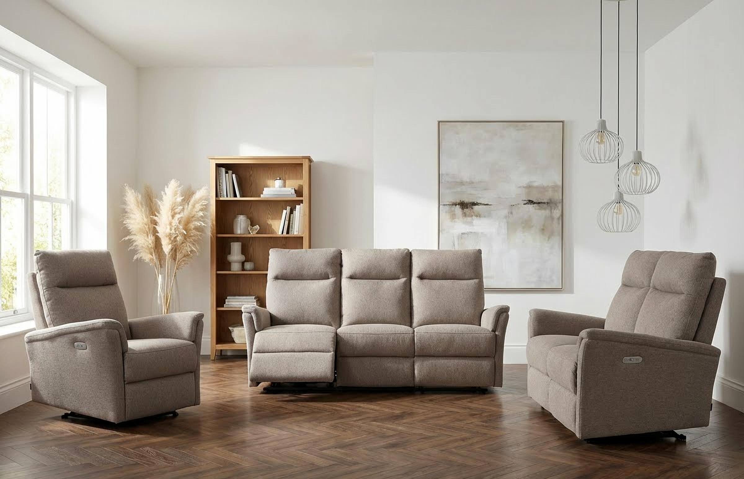 Home affaire Polstergarnitur "FINNARA, 3+2+1, elelektrische Relaxfunktion, USB A/C" Liegefunktion 105-135, Federkern