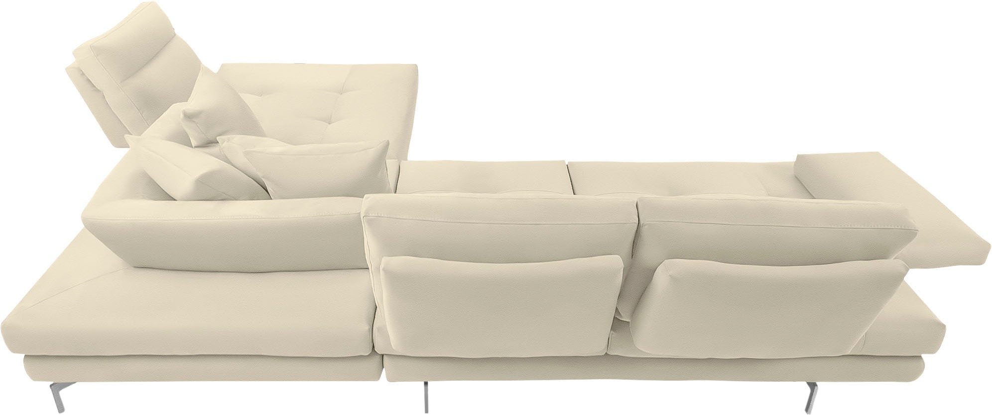 CALIA ITALIA Ecksofa »Toby Wing, L-Form, Designsofa mit sensationellem Sitzkomfort«, Sitztiefenverstell.,wahlw. mit Kissen-Set, Füße chrom glänzend