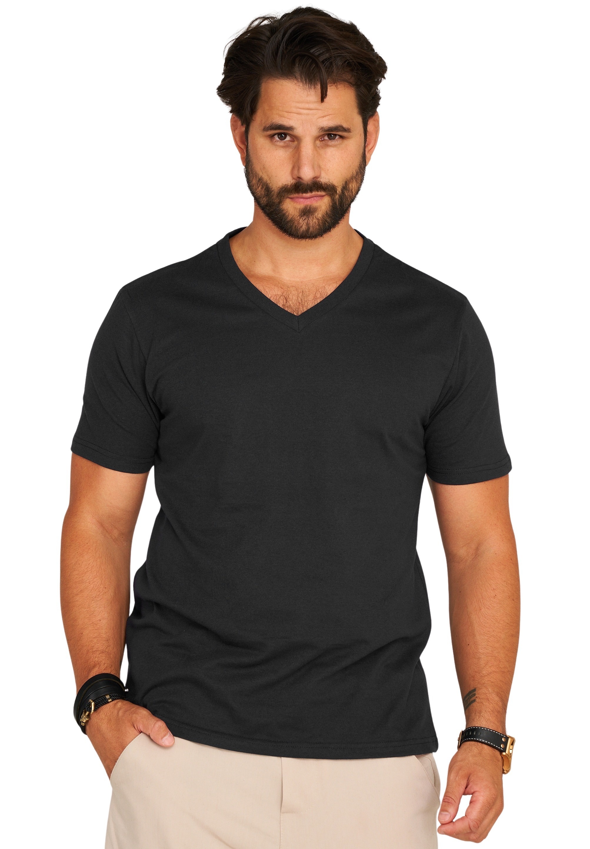 Daily Cotton T-Shirt »Herren Basic Kurzarm Shirt V-Neck V-Ausschnitt« Herren Basic Kurzarm Shirt V-Neck V-Ausschnitt