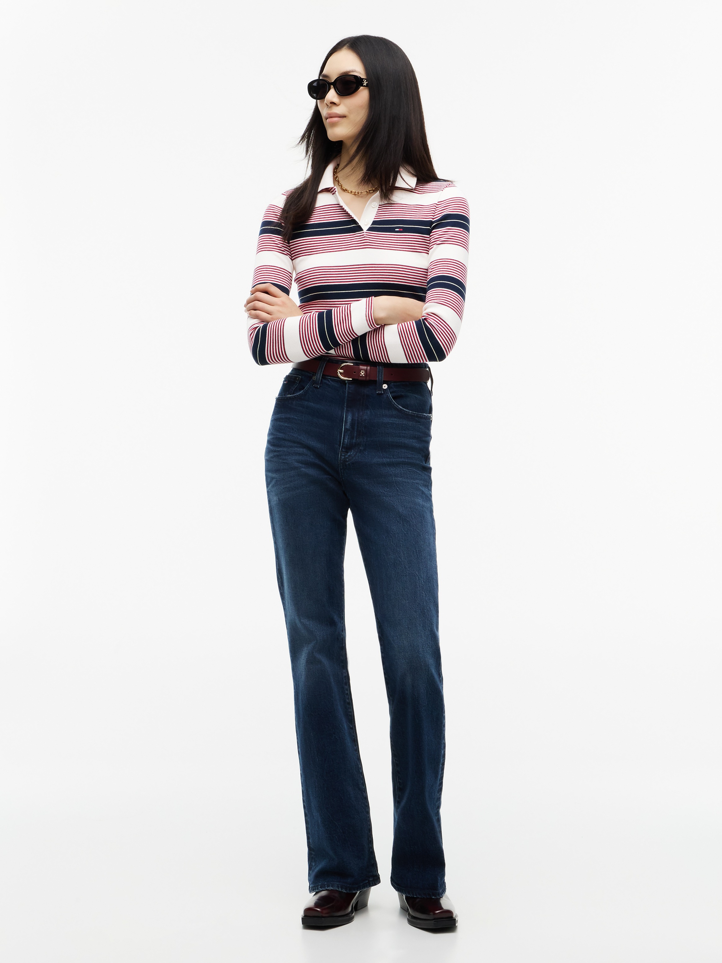 Tommy Jeans Langarm-Poloshirt »TJW SLIM RIB LS POLO EXT« Baumwollmischung, slim fit, figurbetont, in gerippter Struktur