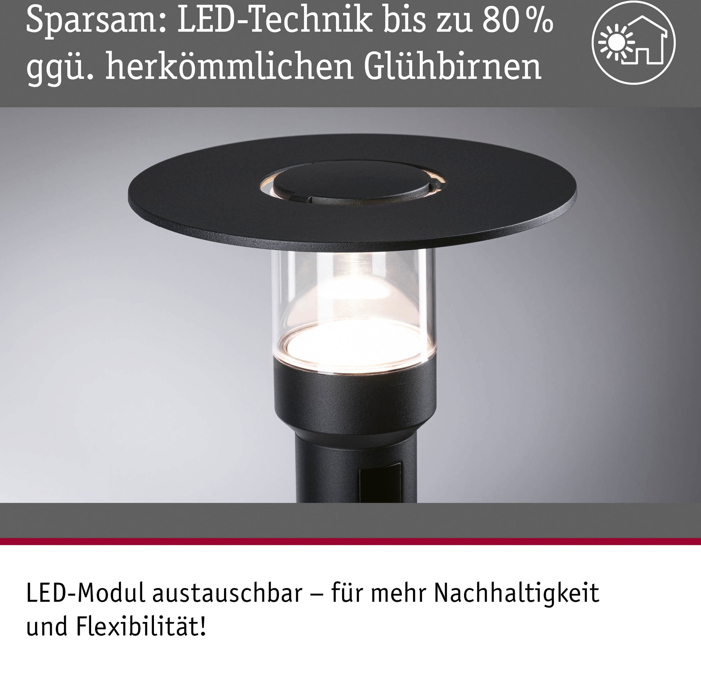 Paulmann LED Gartenleuchte »Sienna 230V Pollerleuchte«, 1 flammig, seewasserresistent, mit PIR-Sensor