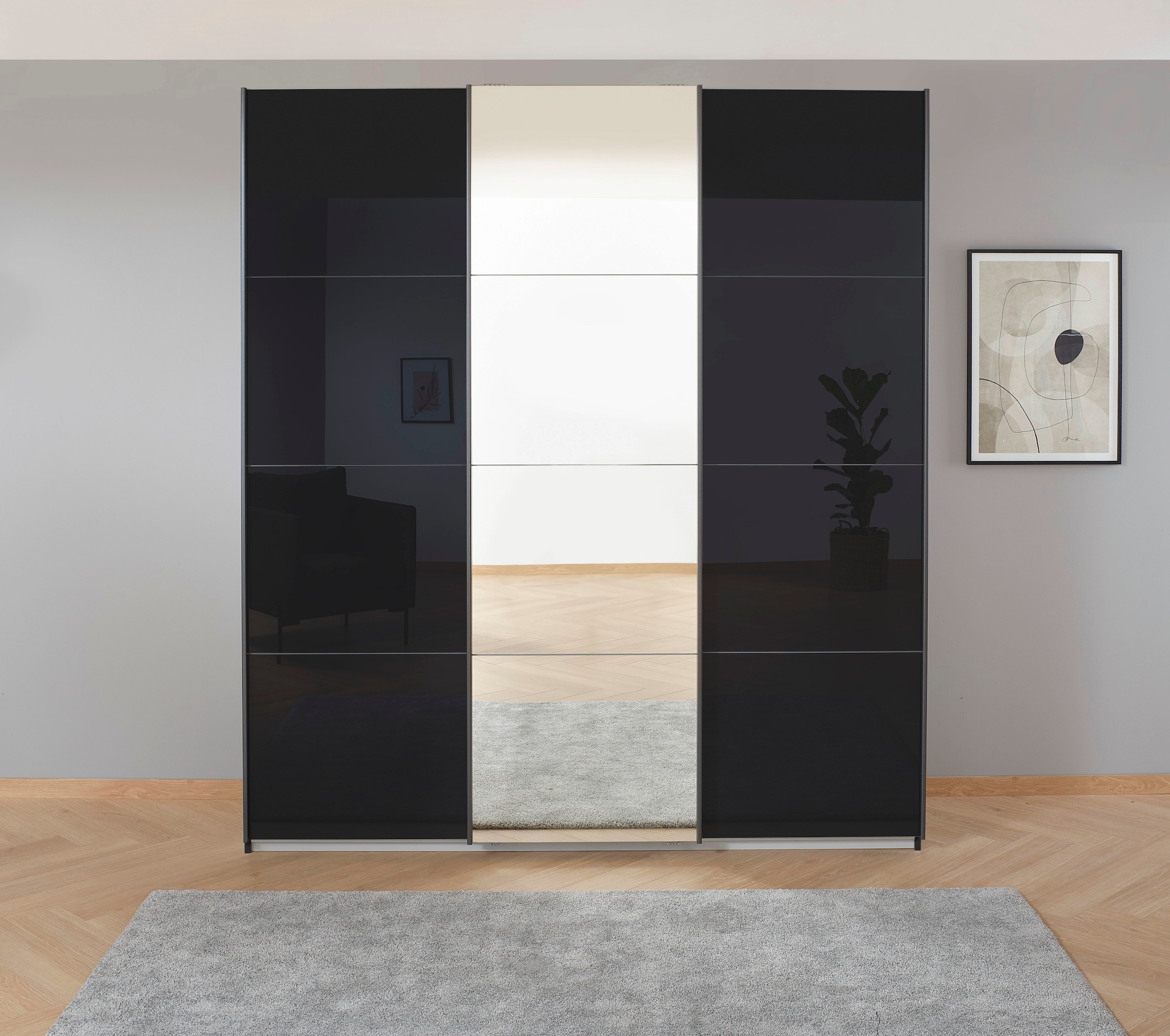 OTTO home "Mehrzweckschrank Aktenschrank Möbel Mietswohnung Schlafzimmer KOLUNA" 3 Ausstattungen BASIC/CLASSIC/PREMIUM (inkl. SOFT-CLOSE-FUNKTION), Breiten 203/271/315/360 cm Höhen 210/229 Glas-Front MADE IN GERMANY