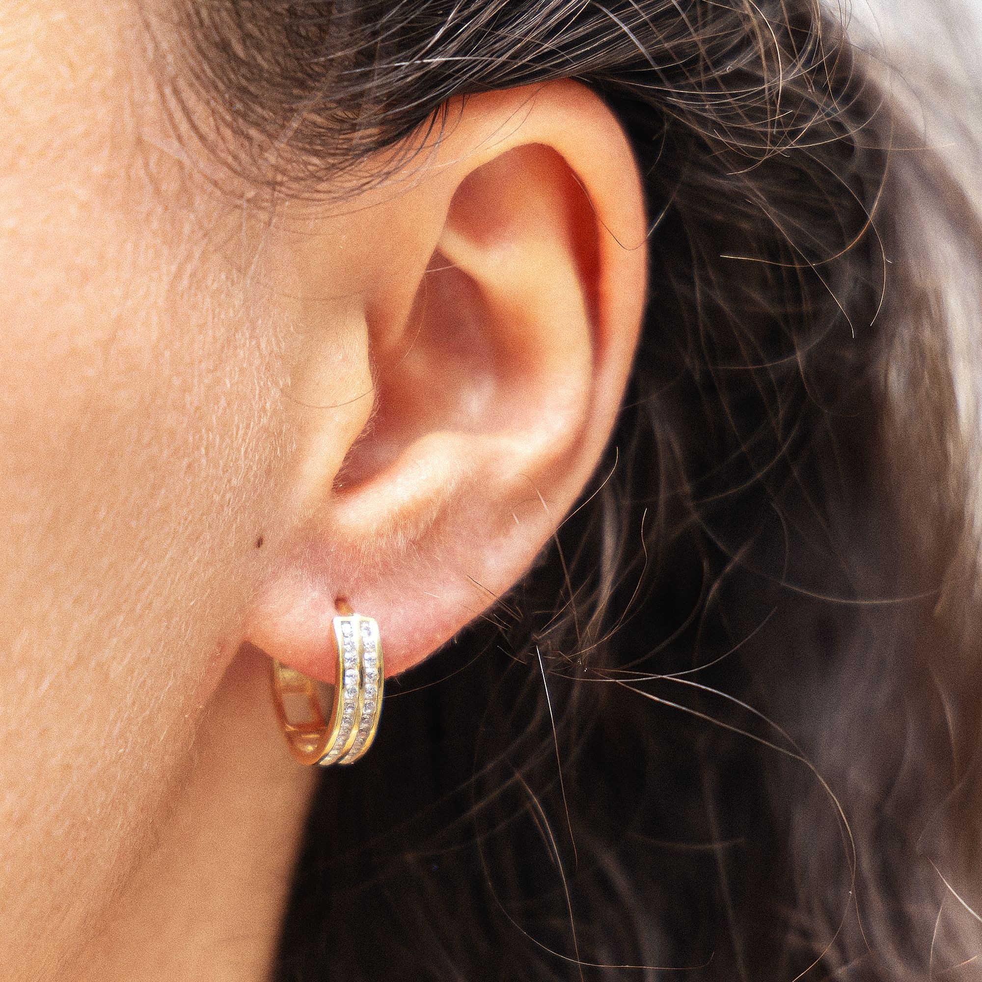 dKeniz Paar Creolen »925/- Sterling Silber vergoldet Pave«