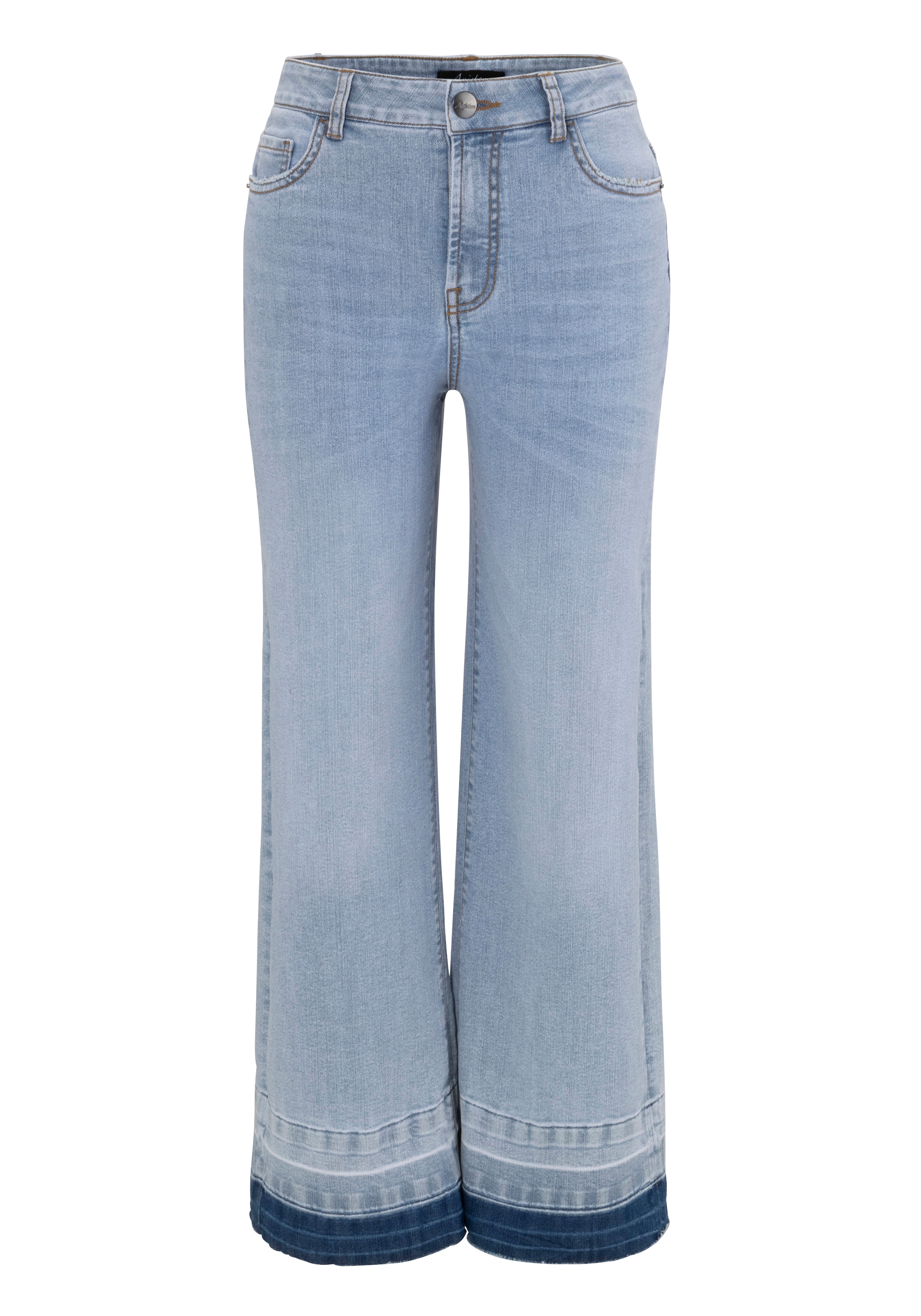 Aniston CASUAL Straight-Jeans, leicht BAUR für | am trendiger mit ausgefranstem bestellen Saum Waschung