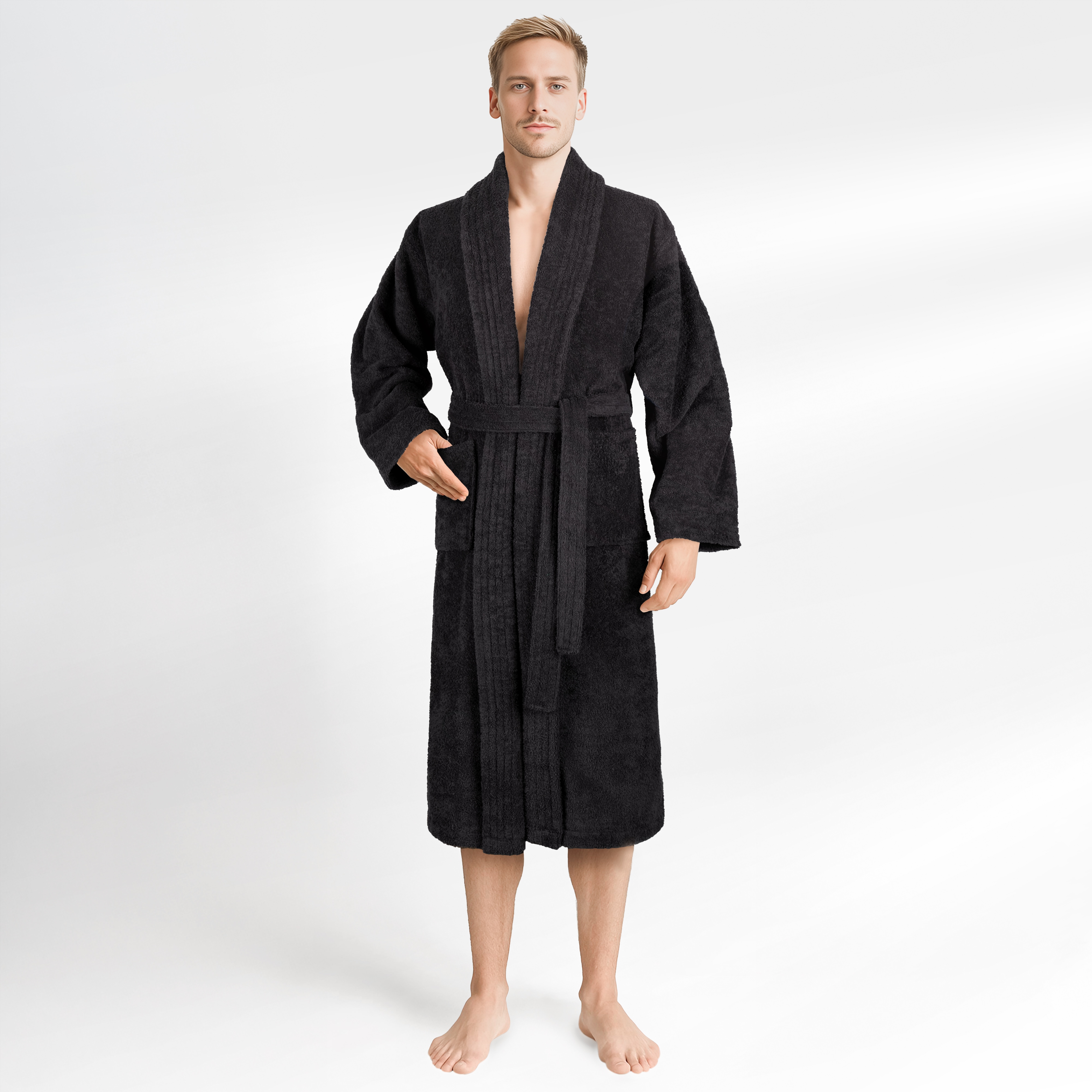 HAMMETEX Herrenbademantel "hergestellt aus 100% Baumwolle – 380 g/m² Frottee, mit Taschen" 1 Stk. saugfähig & Weich