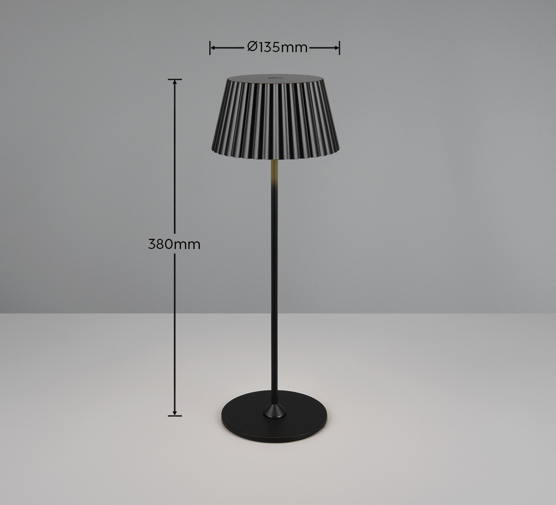 REALITY Leuchten LED Außen-Tischleuchte »SUAREZ« LED-Board 1 Stk. Warmweiß Outdoor Akku Tischlampe inkl Ladestation USB-C, Touch-Dimmer Höhe 39cm