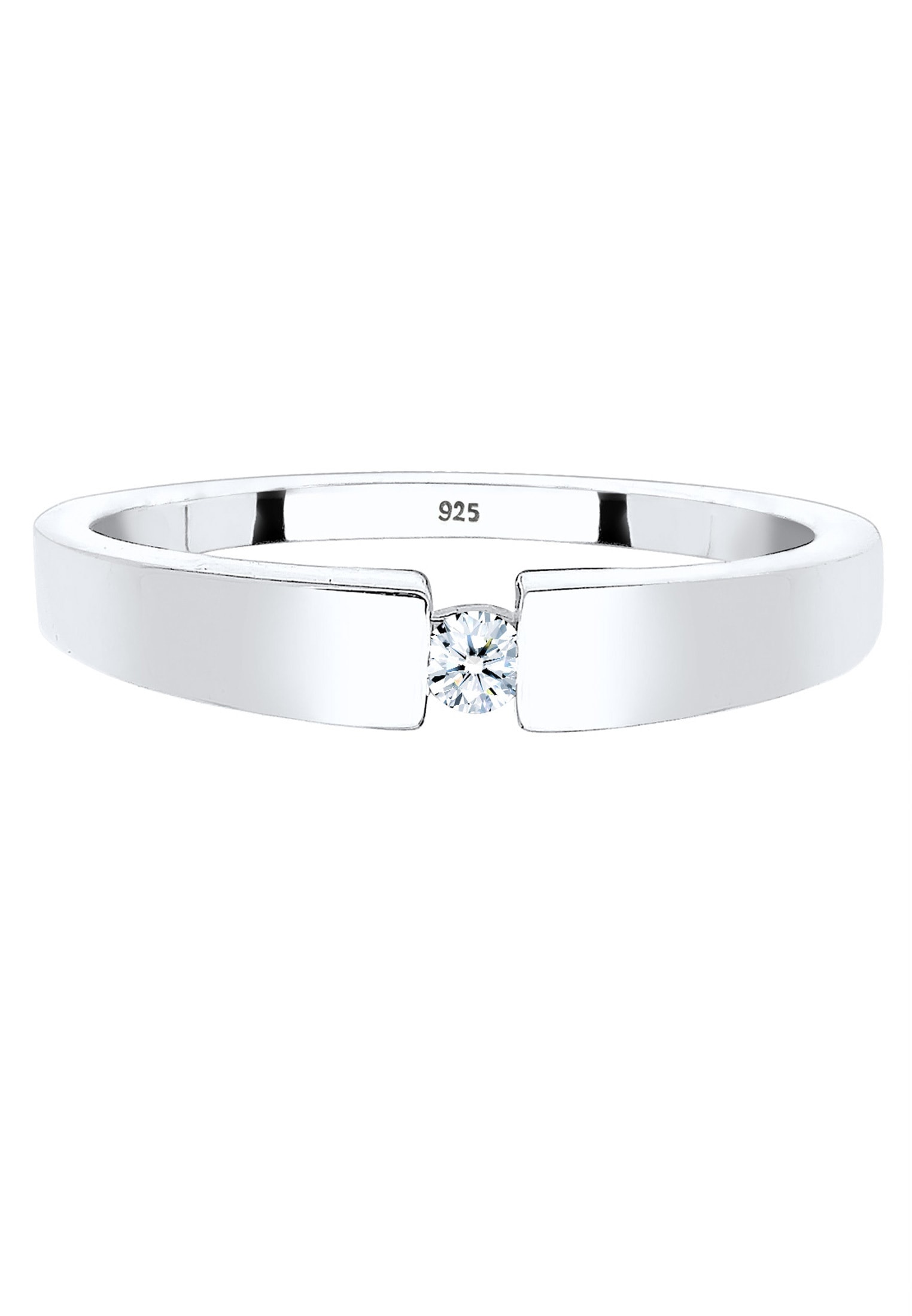 Elli DIAMONDS Verlobungsring »Klassisch Bandring Diamant 0.06 ct. 925 Silber«