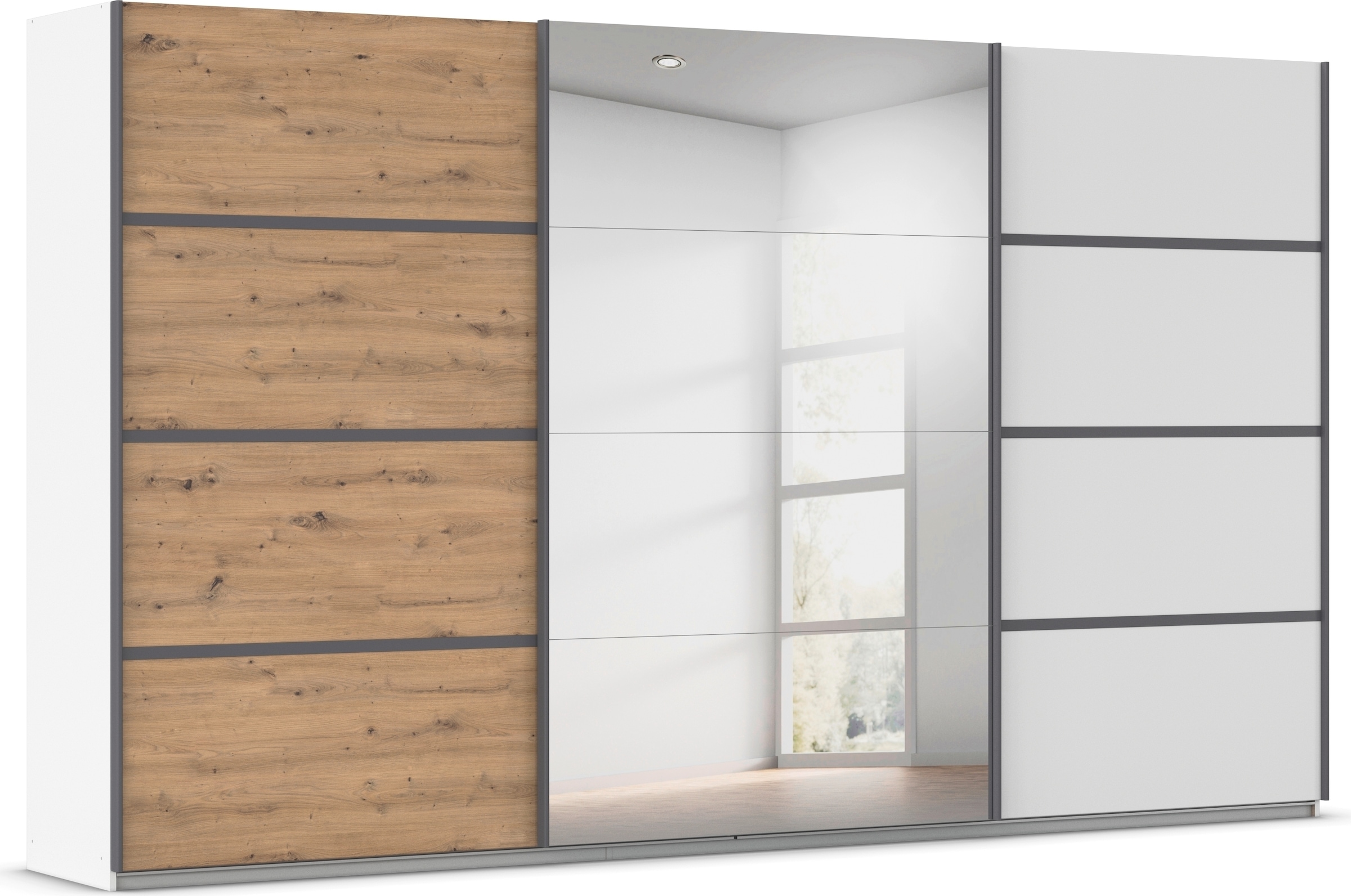 OTTO home Kleiderschrank "Mehrzweckschrank Aktenschrank Möbel Mietswohnung Schlafzimmer AVOLA" 3 verschiedene Ausstattungen BASIC/CLASSIC/PREMIUM (inkl. SOFT-CLOSE), mit eleganten Zierleisten in Chrom, Schwarz oder Weiß MADE IN GERMANY