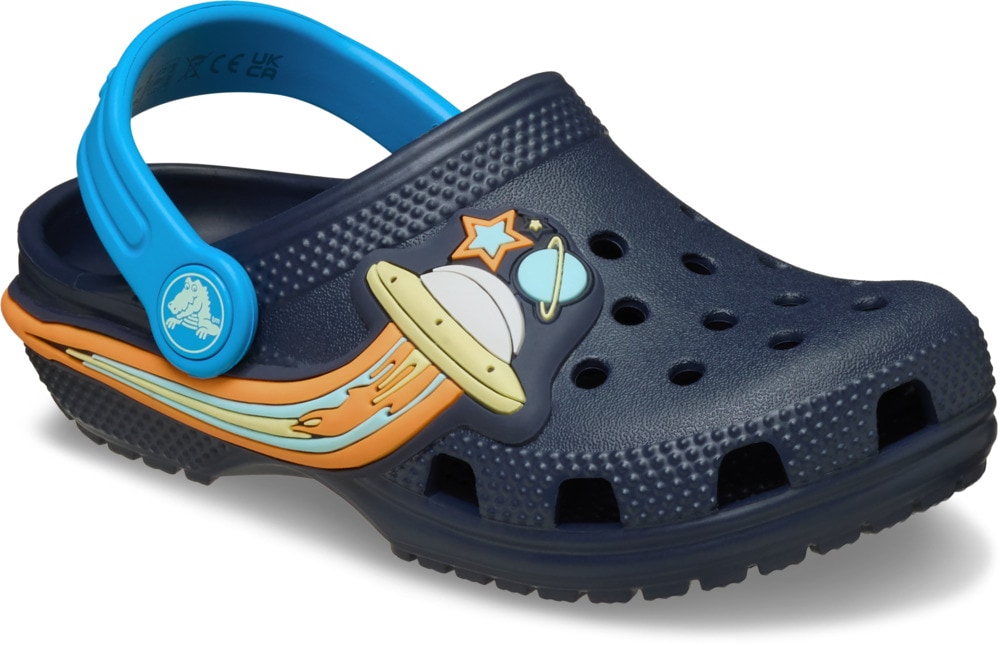 CROCS Mädchen Clog "Toddler Classic UFO Lights Clog", Gr. 27navy, Croslite , kontrastfarbene Details, Schuhe, Blinkschuh, Sandale mit coolem Motiv
