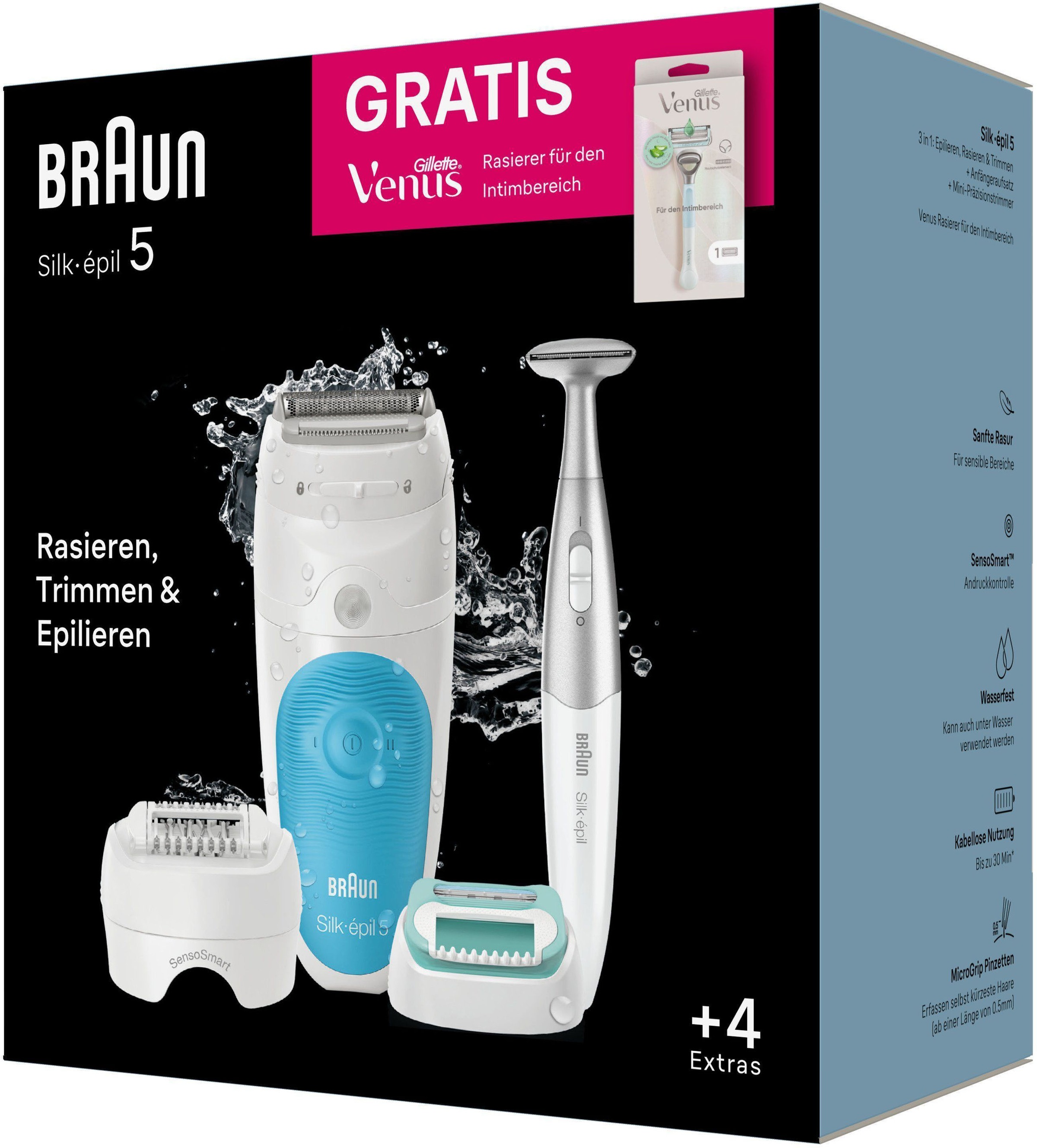 Braun Epilierer »Silk-épil 5 5-810«, Gratis Venus Intimrasierer, Wet&Dry Anwendung, Massagerollenaufsatz