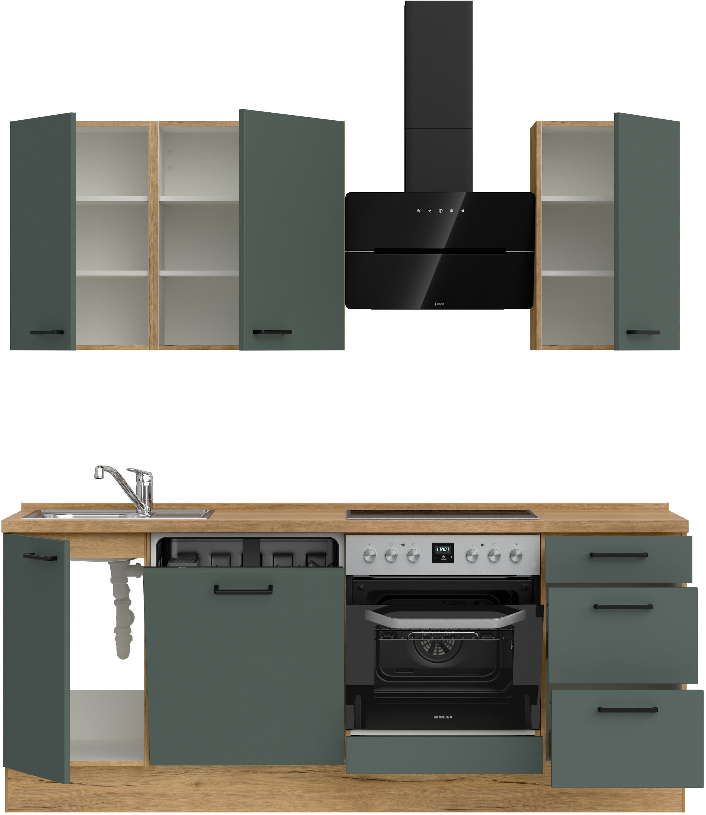 nobilia® Küchenzeile »"Easytouch II"«, vormontiert, Ausrichtung wählbar, Breite 210 cm, wahlw. mit E-Geräten