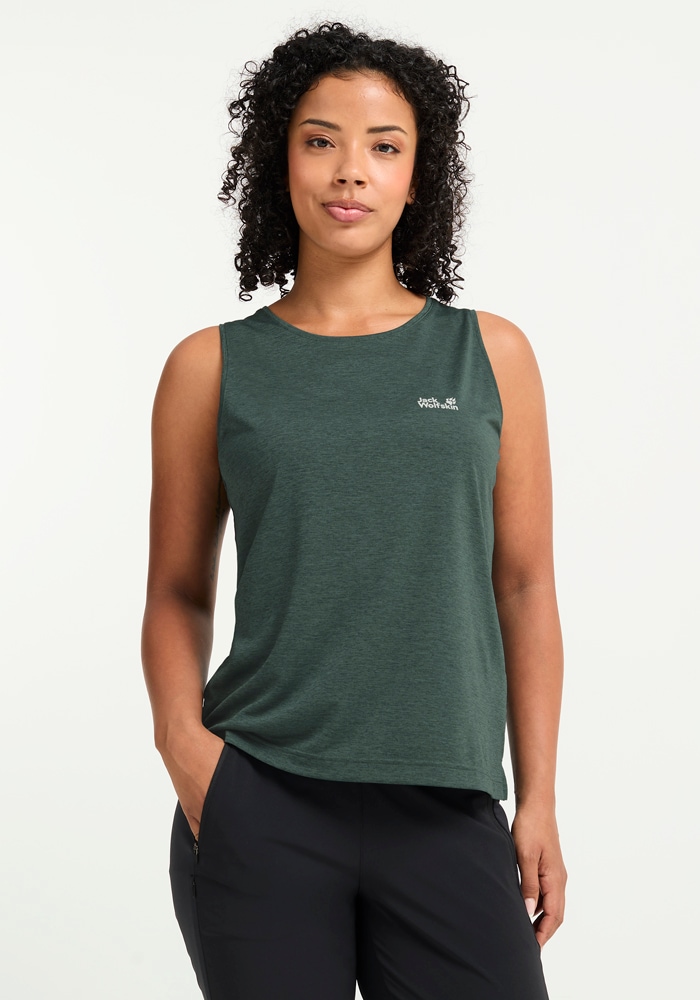 Jack Wolfskin Tanktop "WILDTRAIL TANK TOP W" sportlicher Stil, ohne Verschluss, mit Rundhalsausschnitt
