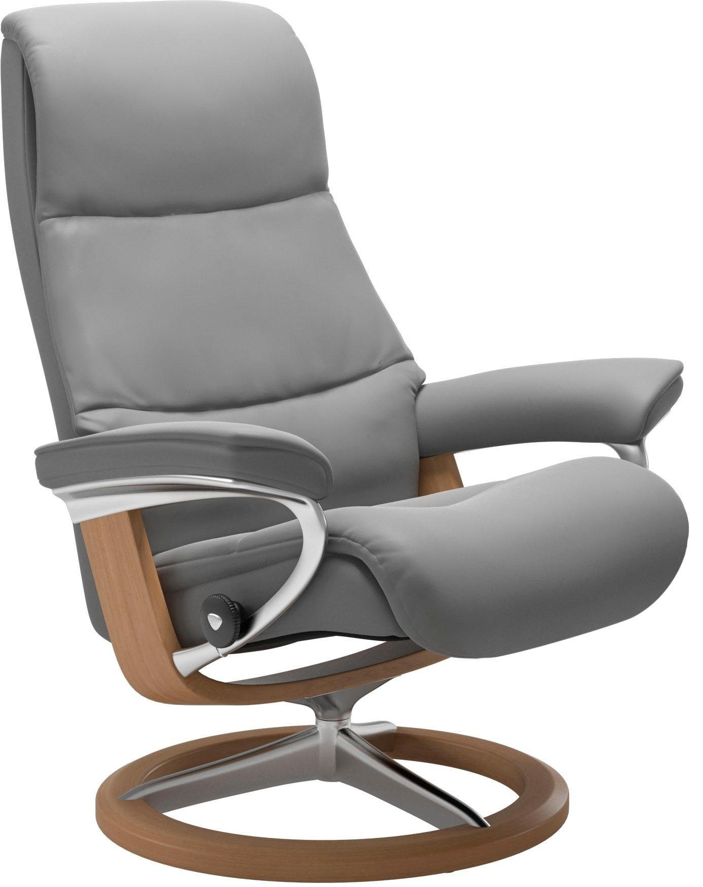 Stressless® Relaxsessel »View«, (Set, Relaxsessel mit Hocker), mit Signature Base, Größe M,Gestell Eiche