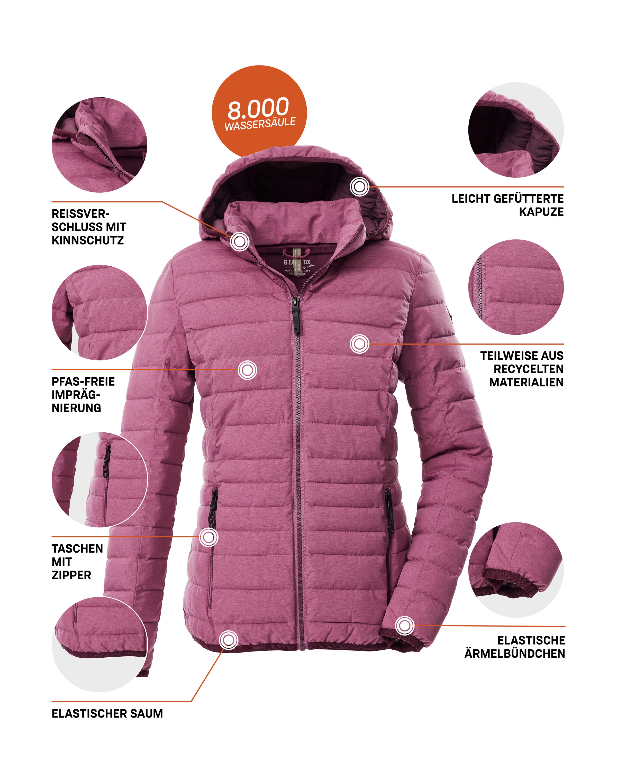 G.I.G.A. DX by killtec Steppjacke »GW 49 WMN QLTD JCKT«, Wind- und wasserabweisende Damen Steppjacke mit 8.000 mm Wassersäule