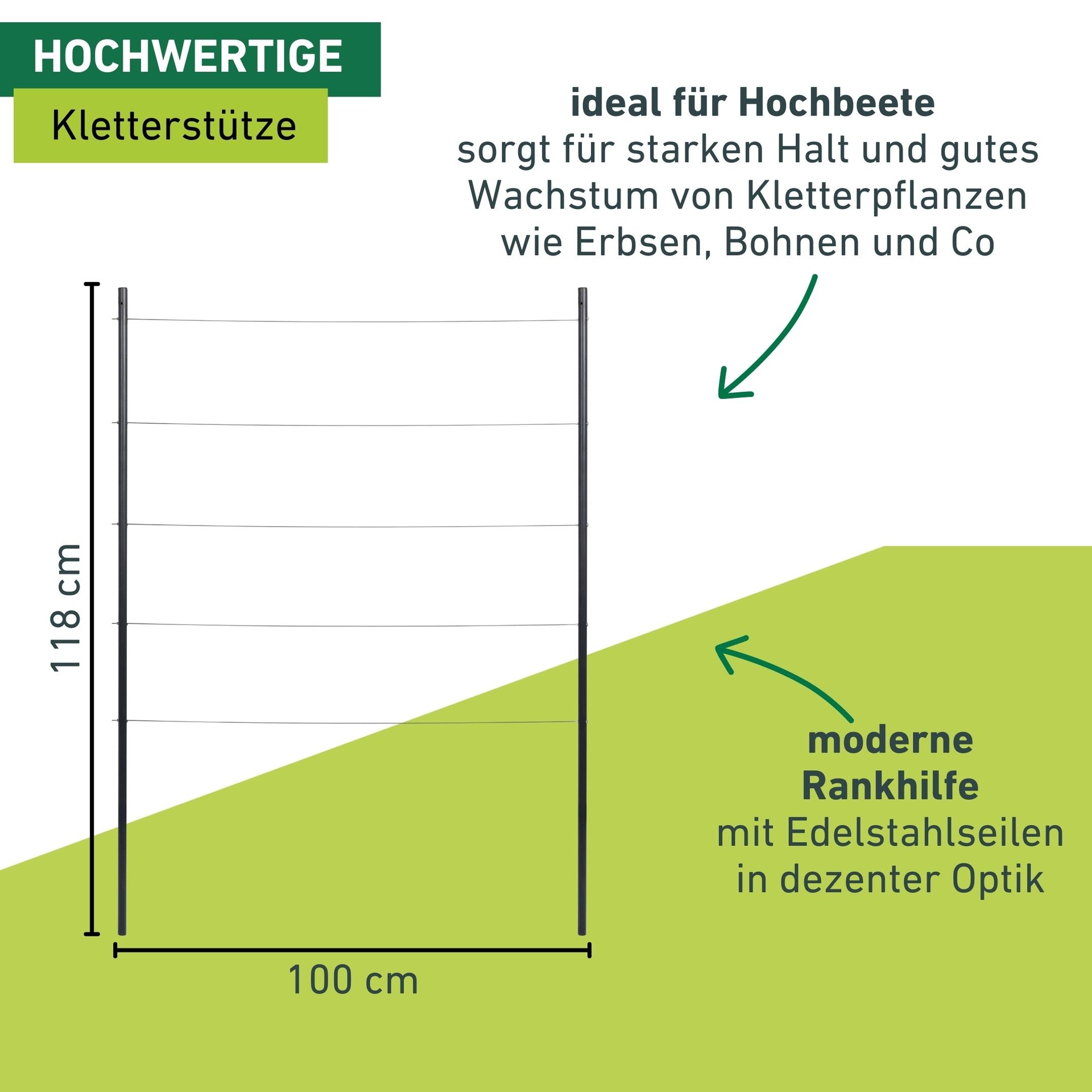 Windhager Rankhilfe »mit Edelstahlseil in dezenter Optik, Pflanzenstütze« langlebig und robust, 100 x 118 cm