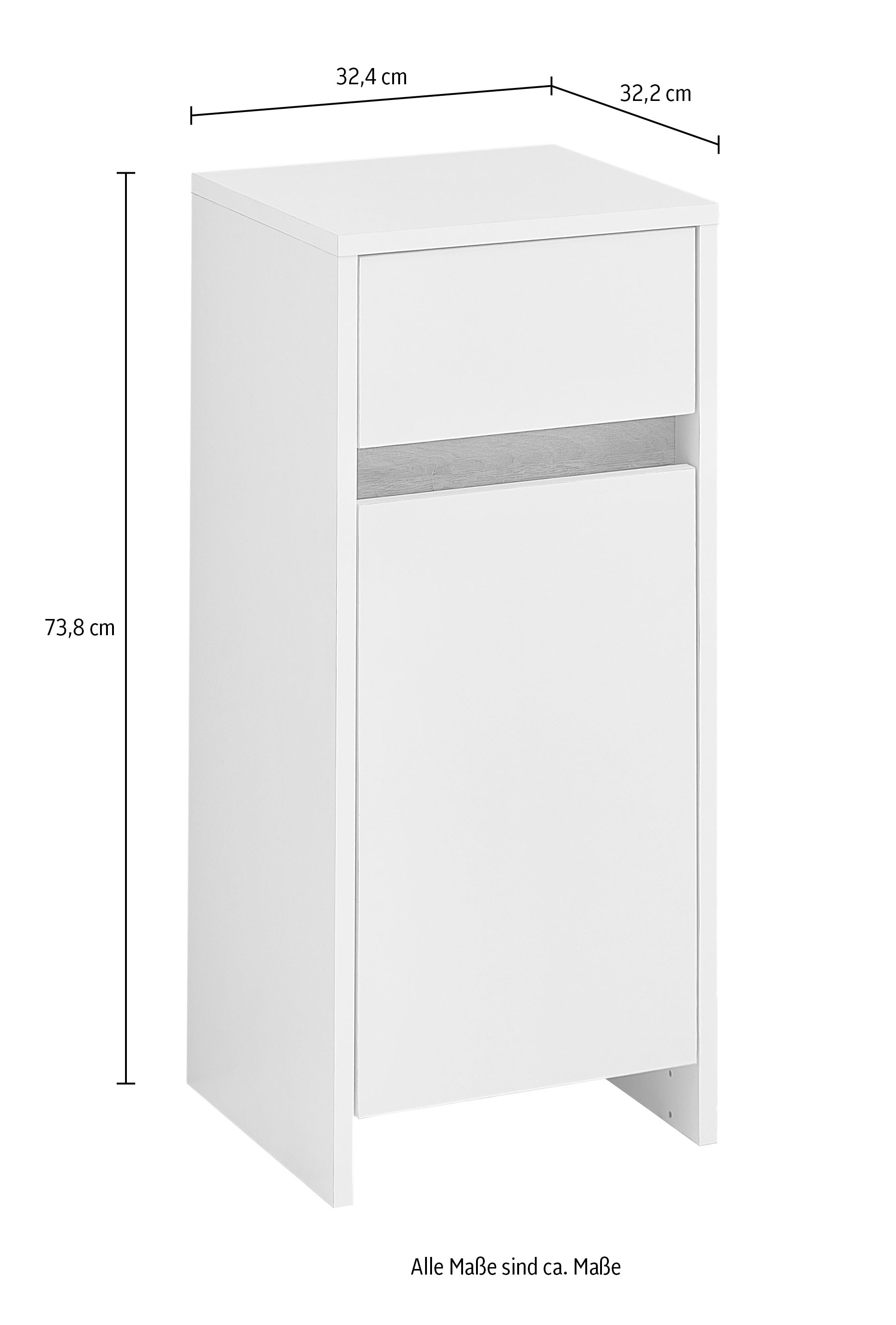Saphir Unterschrank »Quickset 100, Badschrank 32,4 cm, 1 Tür und 1 Schublade«, Badezimmerschrank, 1 Einlegeboden, 73,8 cm hoch, mit Akzentfuge