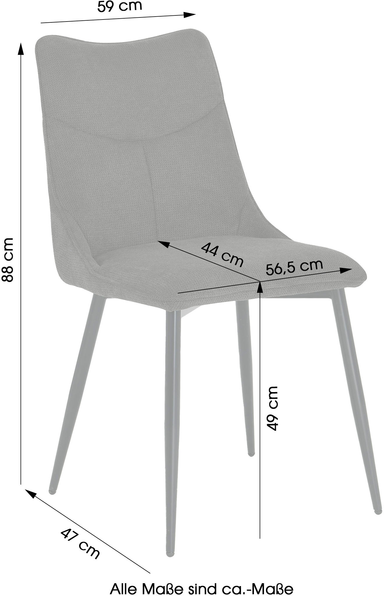 byLIVING Esszimmerstuhl »Carlo (2er-Set)«, (Set), Gestell Metall schwarz, Küchenstuhl, Webstoffbezug, diverse Farben
