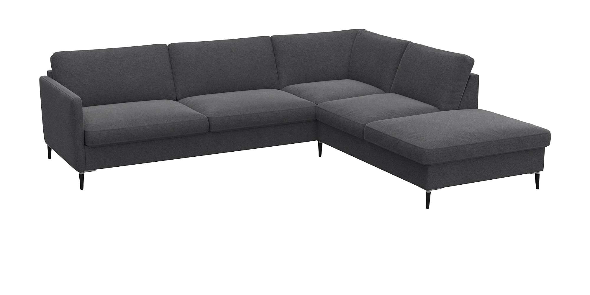 FLEXLUX Ecksofa »Fiore, super Sitzkomfort durch Kaltschaum im Sitz, L-Form«, schmale Armlehnen, Füße Alu+schwarz