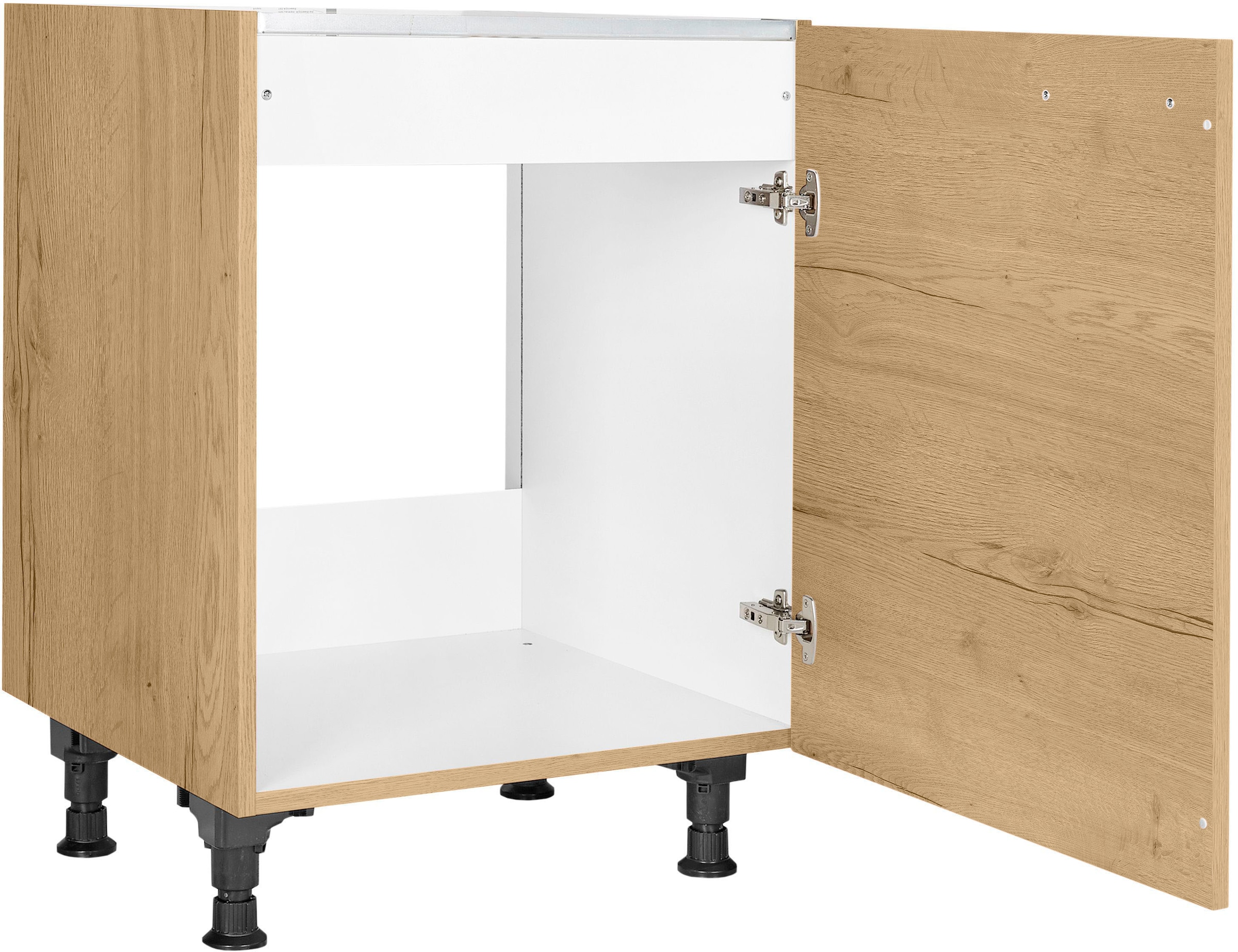 nobilia® Spülenschrank »"Structura", Ausrichtung wählbar, vormontiert, in den Breiten«, 45 und 60 cm, mit höhenverstellbaren Sockelfüßen