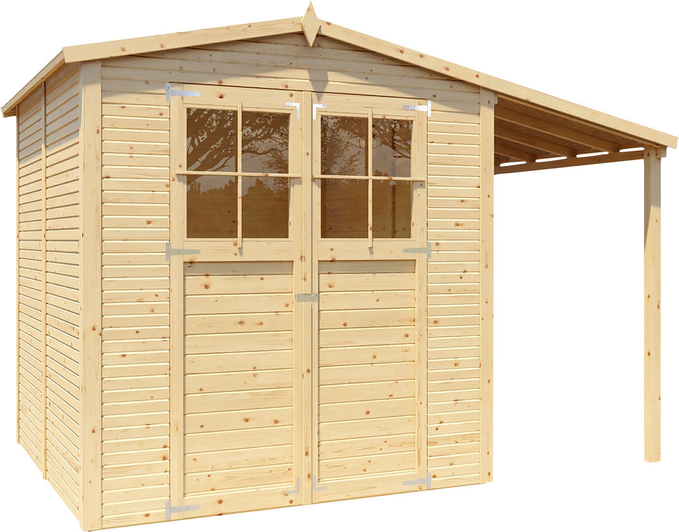 KONIFERA Gartenhaus »Alto 3 PLUS Fineline Satteldach«, mit Anbaudach